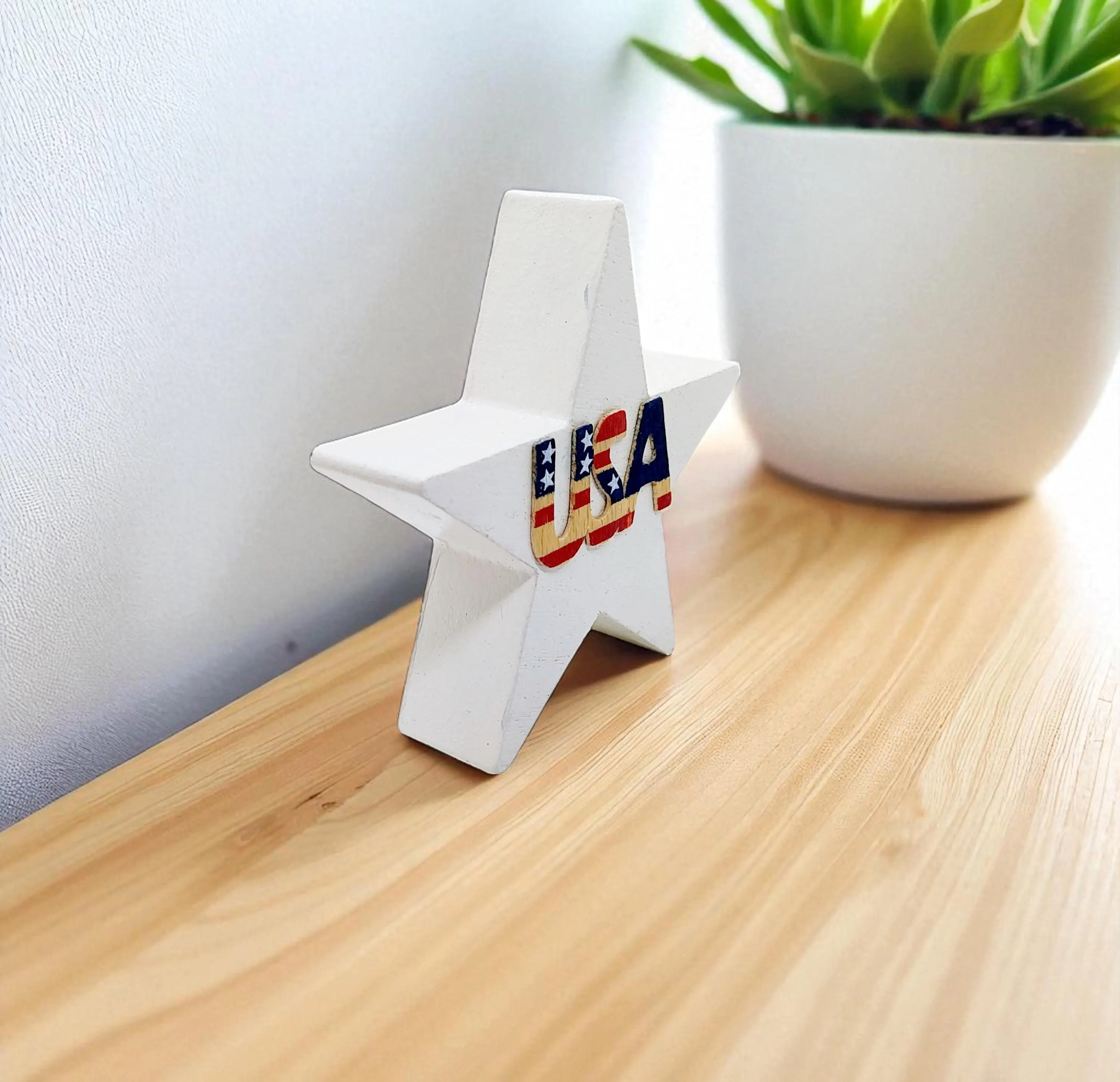 Patriotic Wooden Star Shelf Sitter