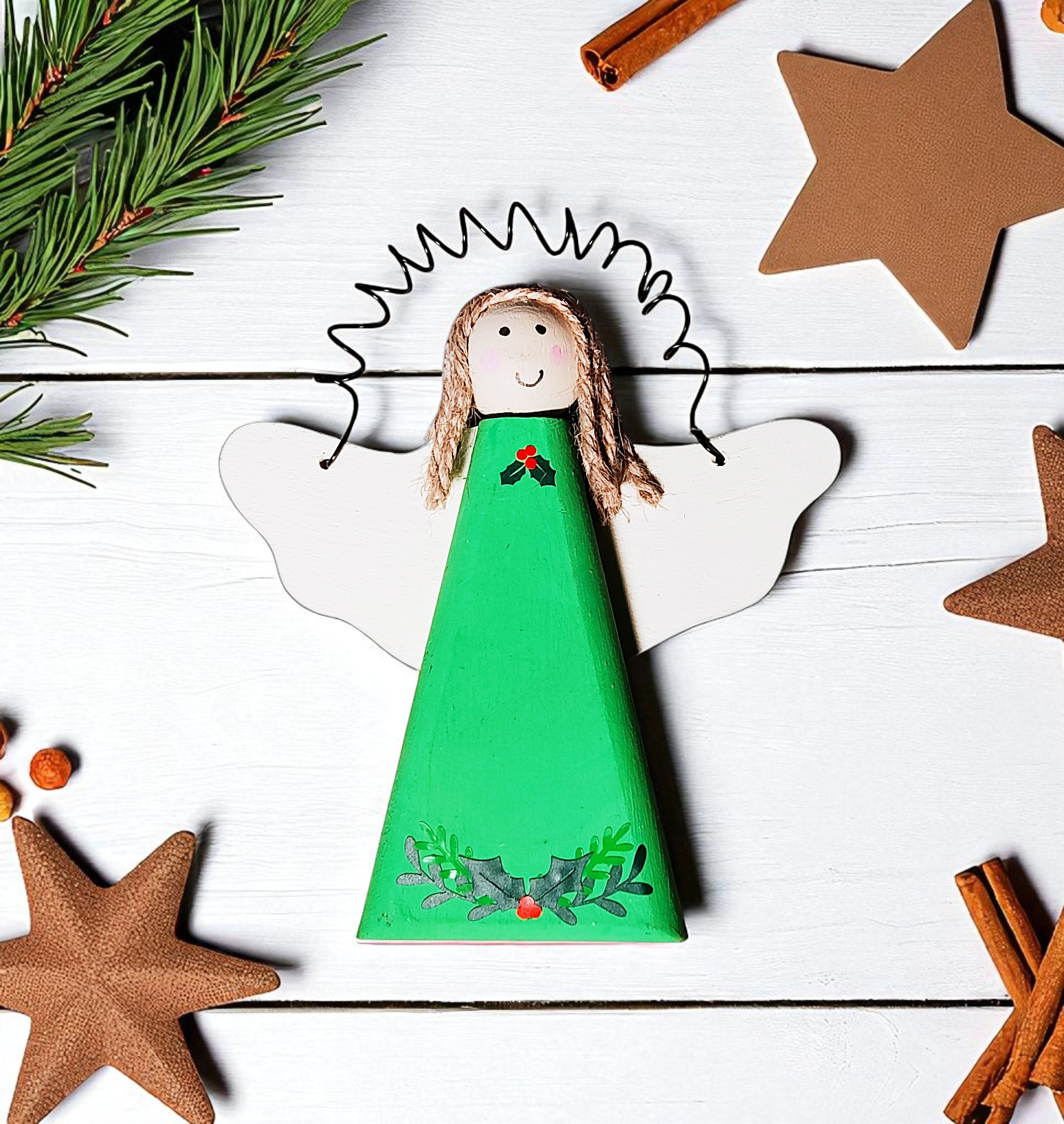 Holiday Wooden Angel Ornament