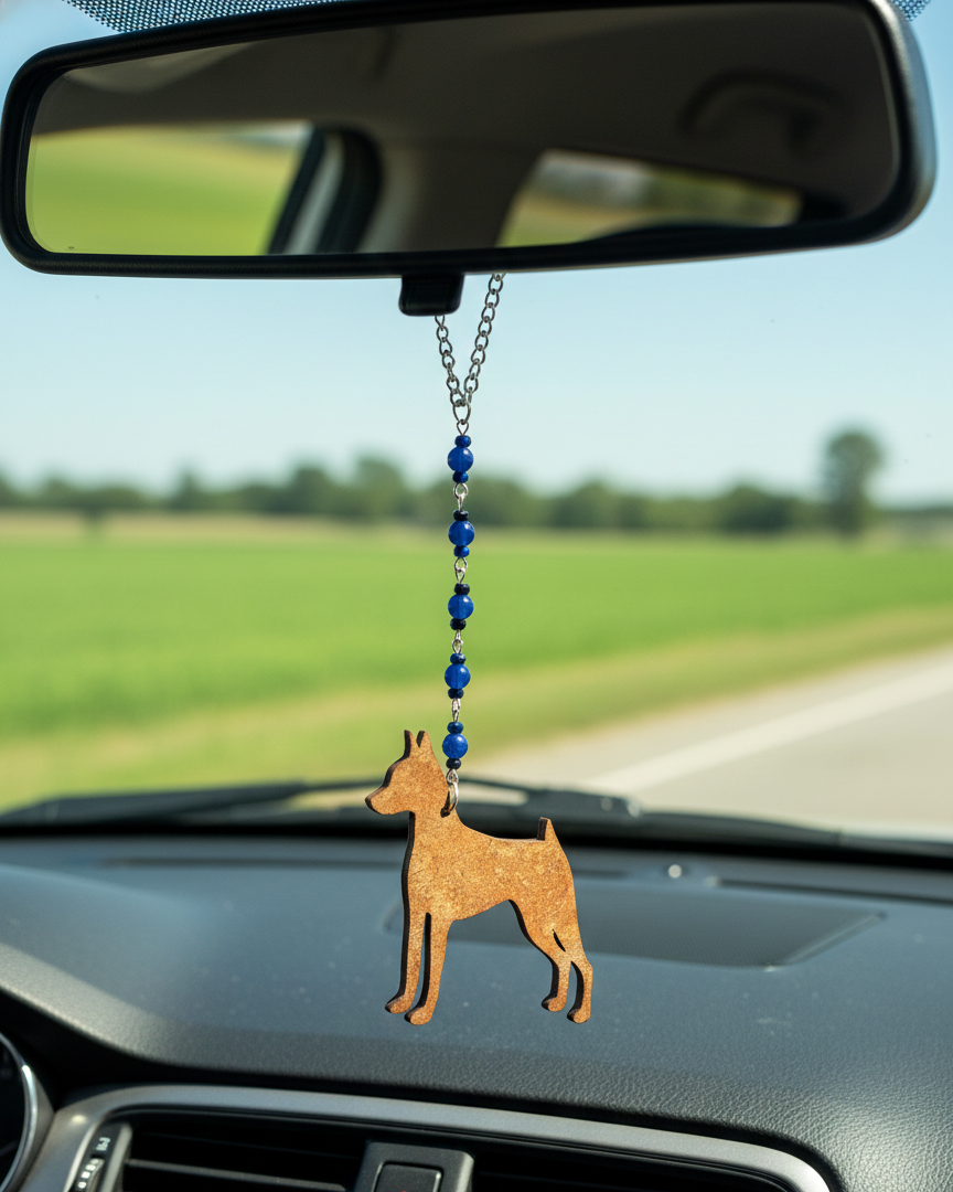 Dog Beaded Gemstone Hanging Rearview Mirror Car Charm