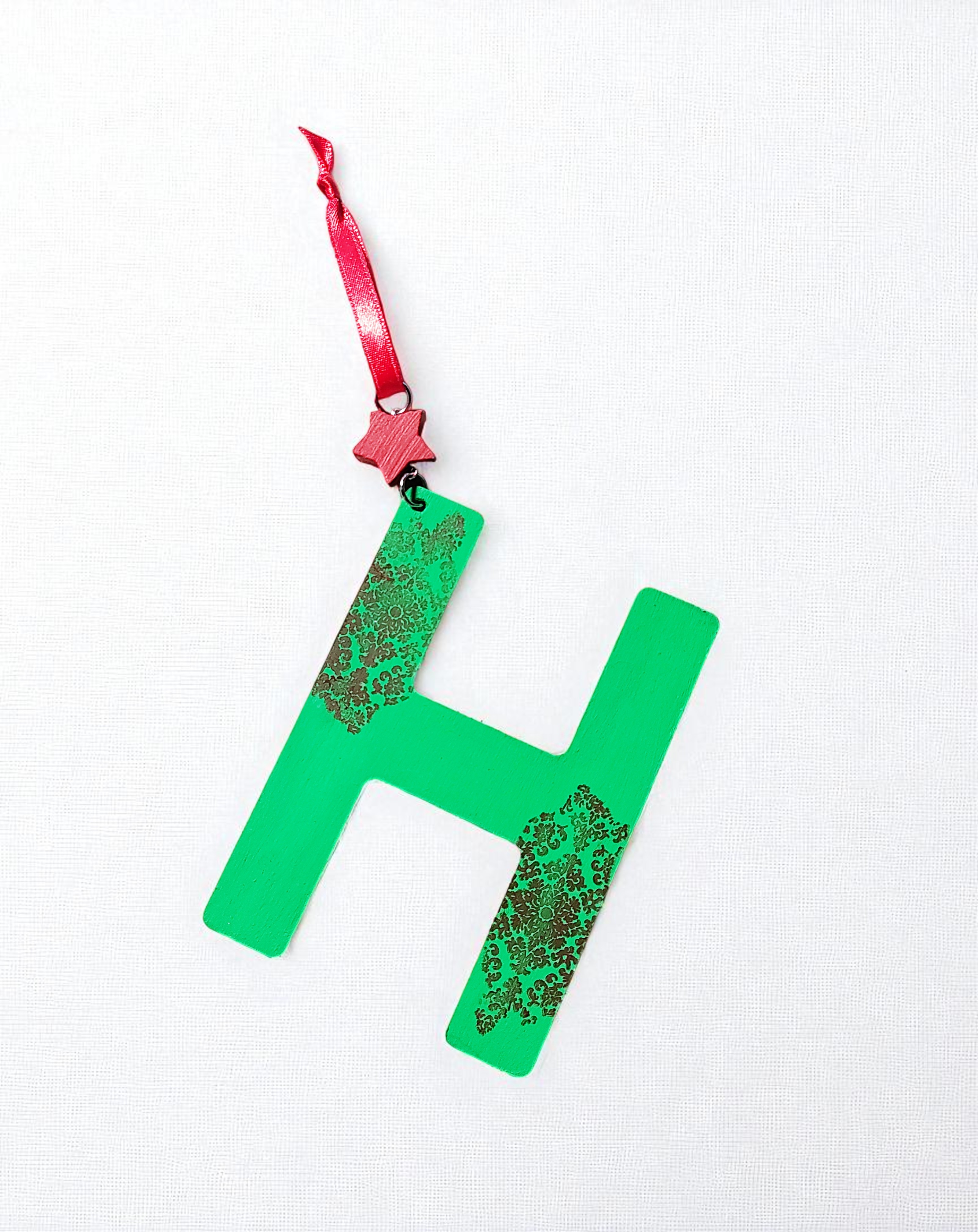 Personalized Wooden Letter Initial H Ornament