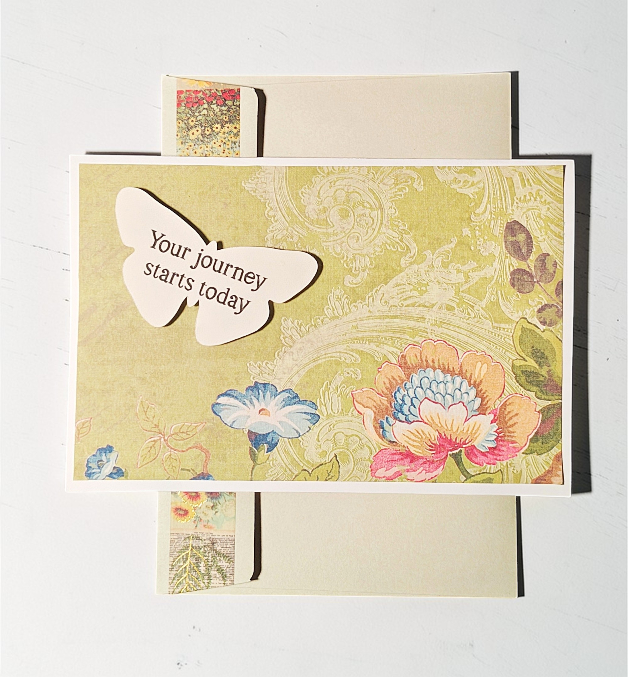 Inspirational Journey Starts Today Quote Handmade Greeting Card