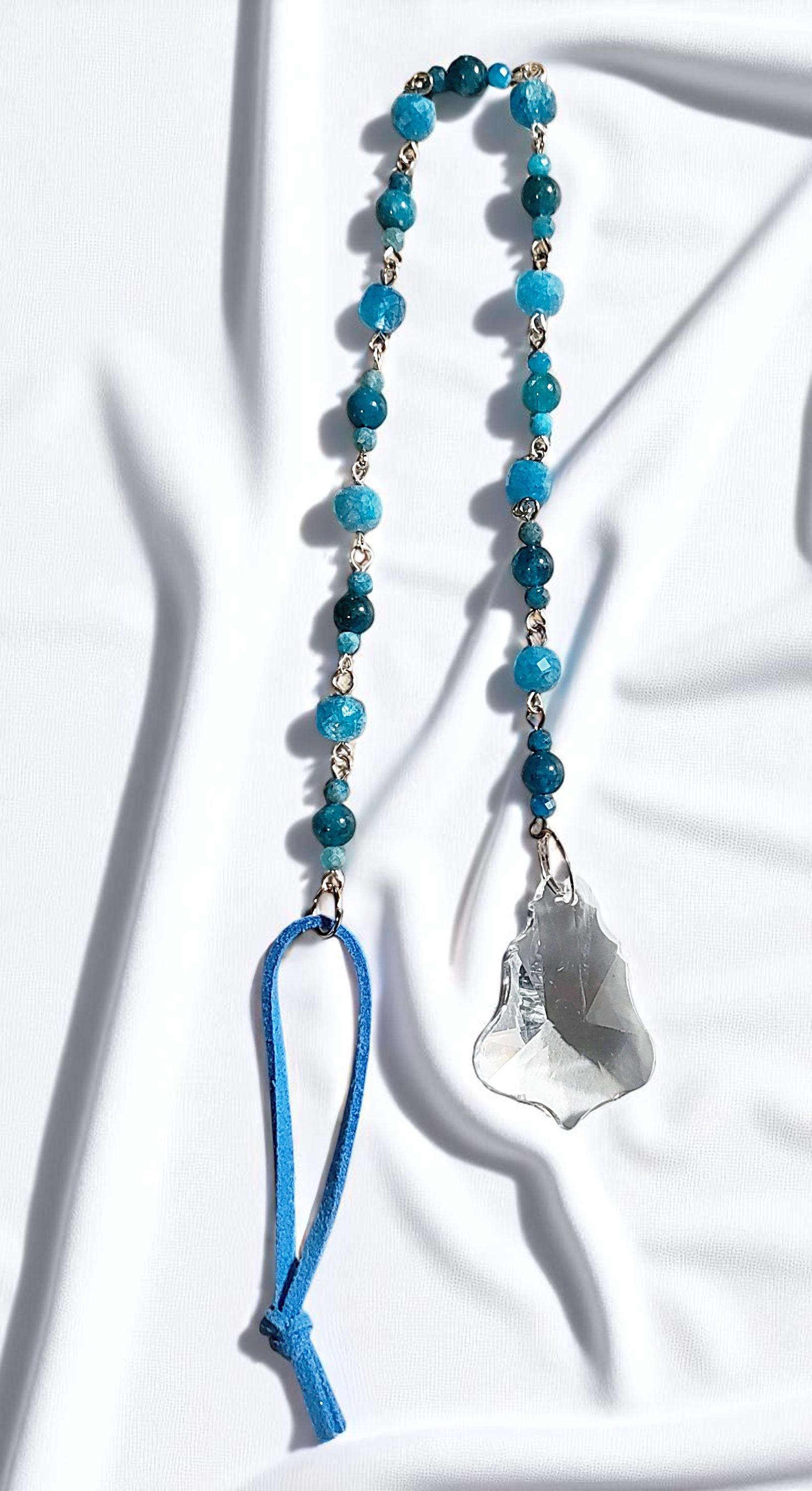 Hanging Blue Gemstone Beaded Sun Catcher