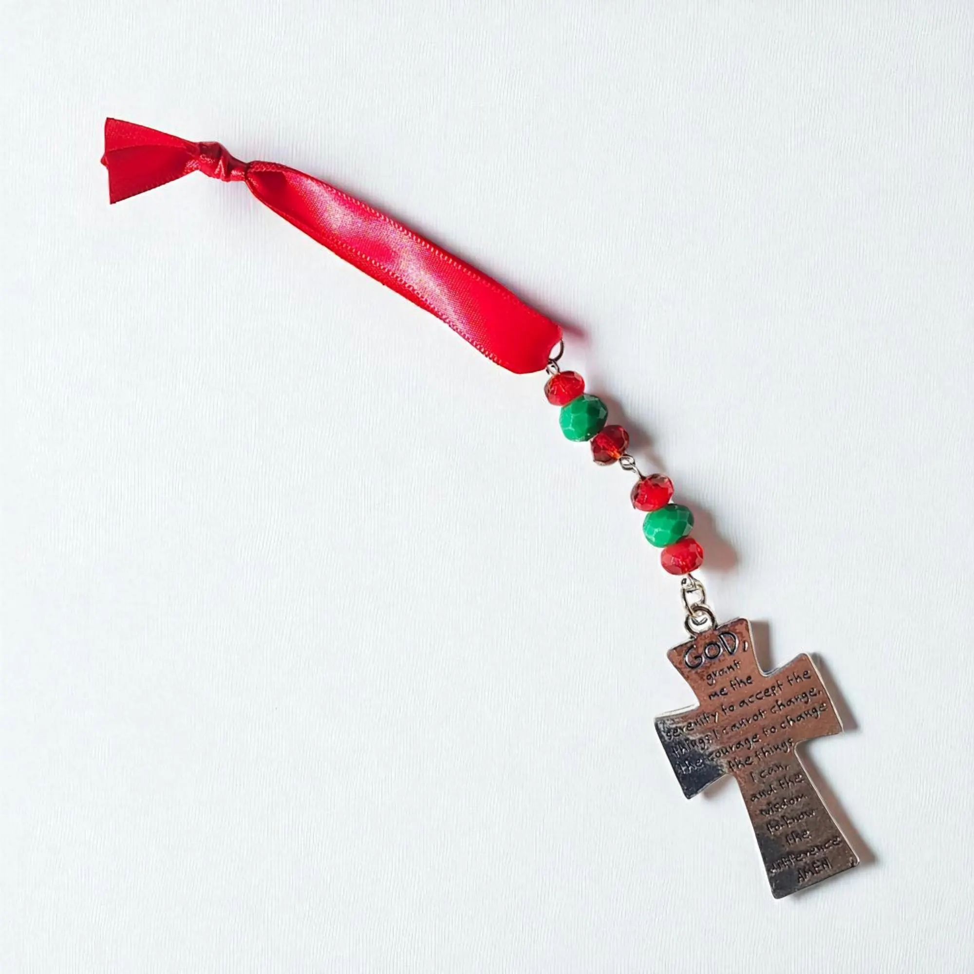 Serenity Prayer Cross Holiday Icicle Ornament 