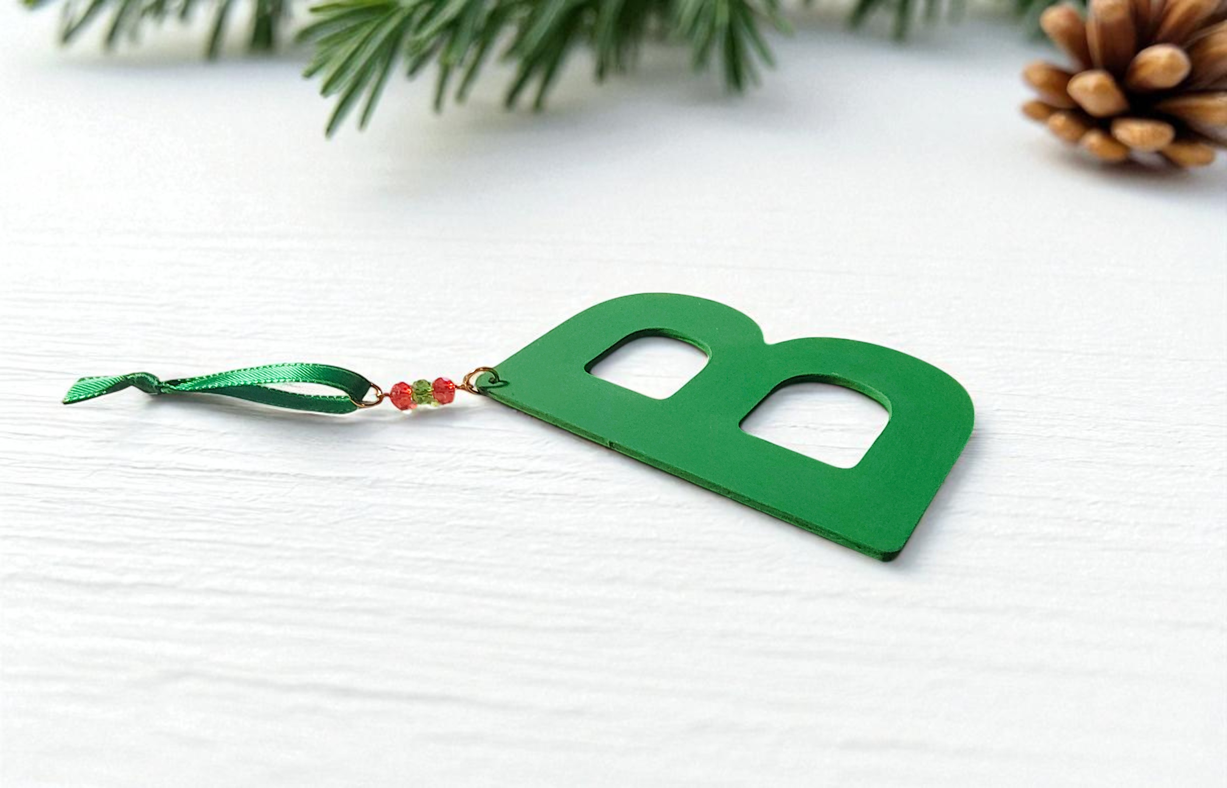 Personalized Wooden Letter Initial B Ornament