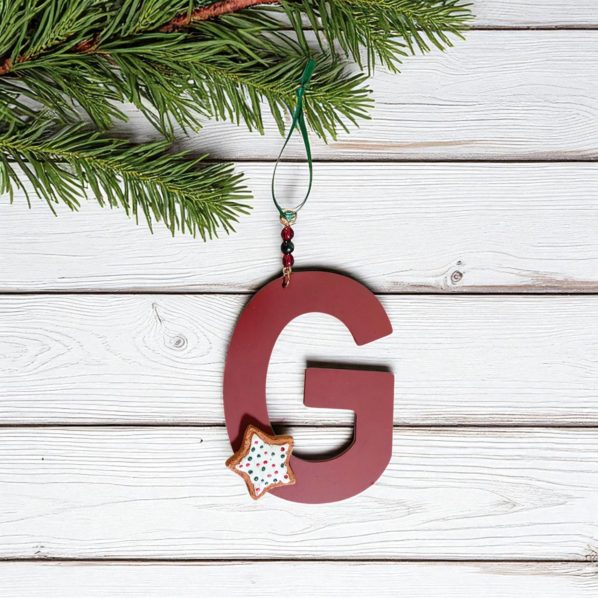Personalized Wooden Letter Initial G Ornament