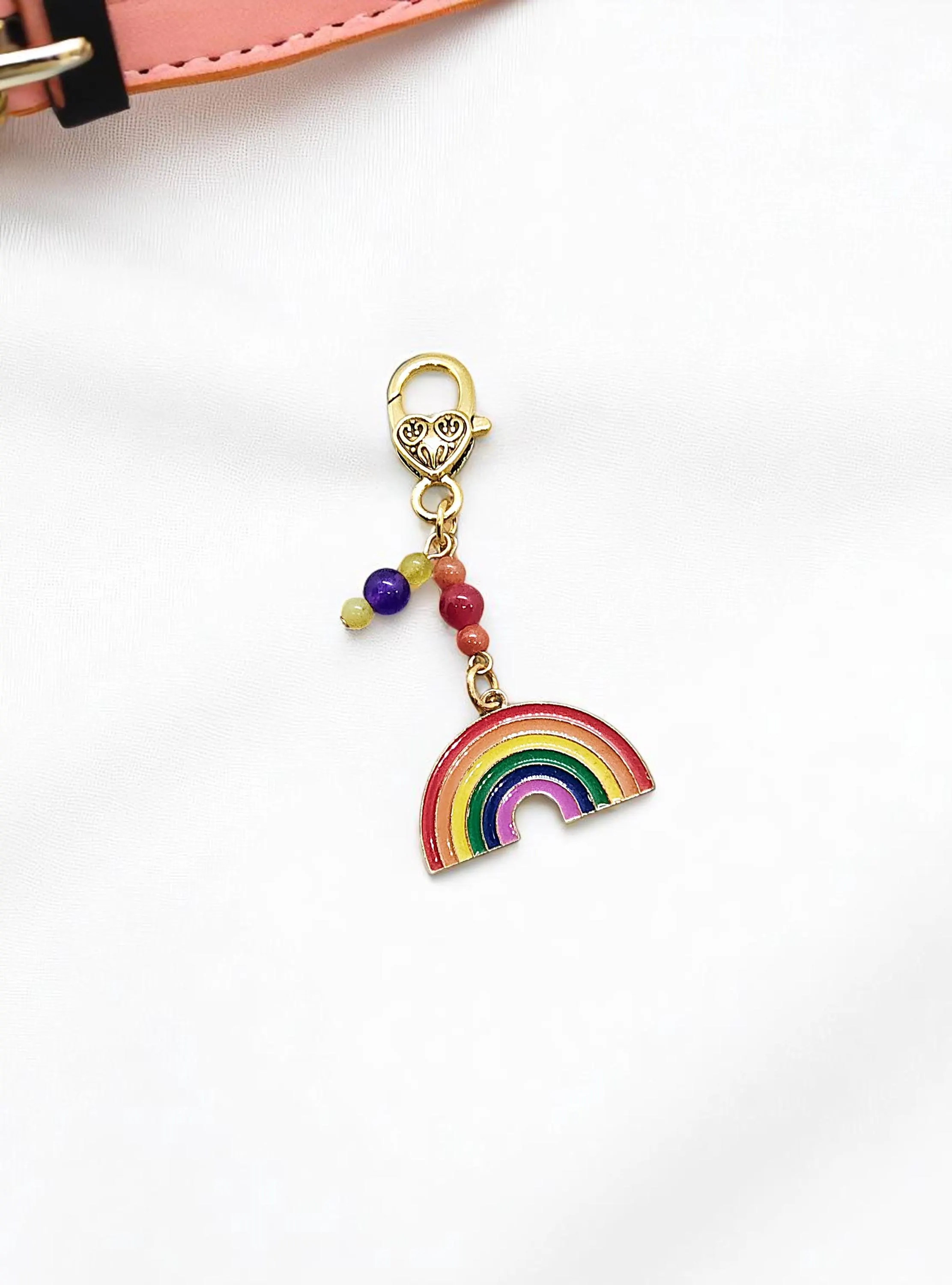 Rainbow and Gemstone Pet Collar Charm Tag 