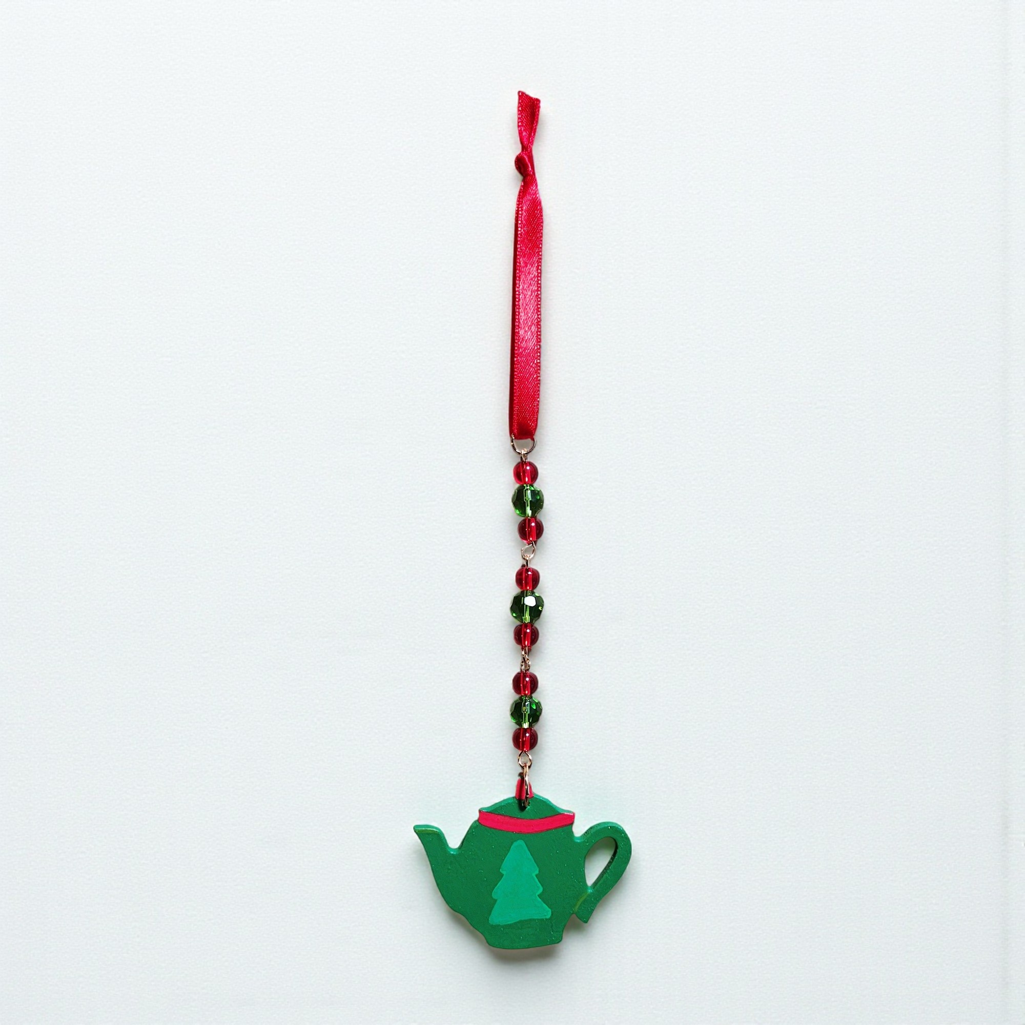 Beaded Holiday Teapot Icicle Ornament