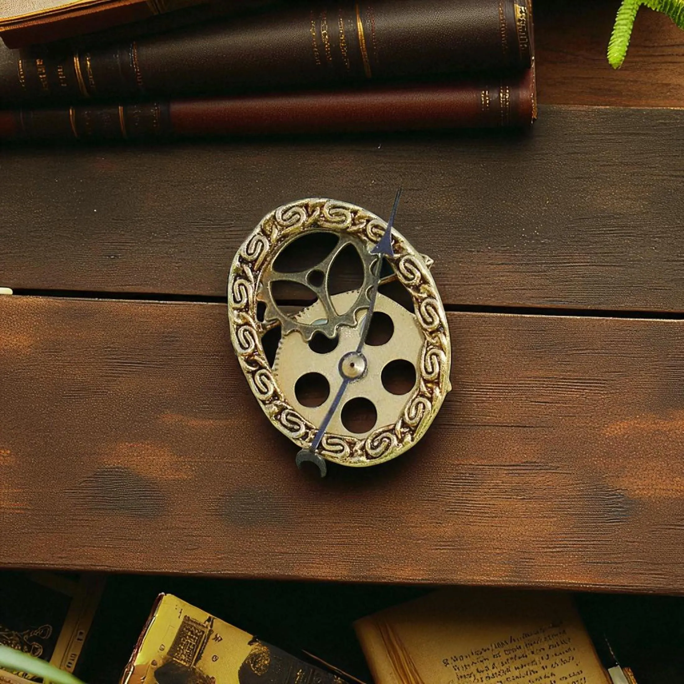 Steampunk Gold & Bronze Gear Upcycled Brooch - OOAK