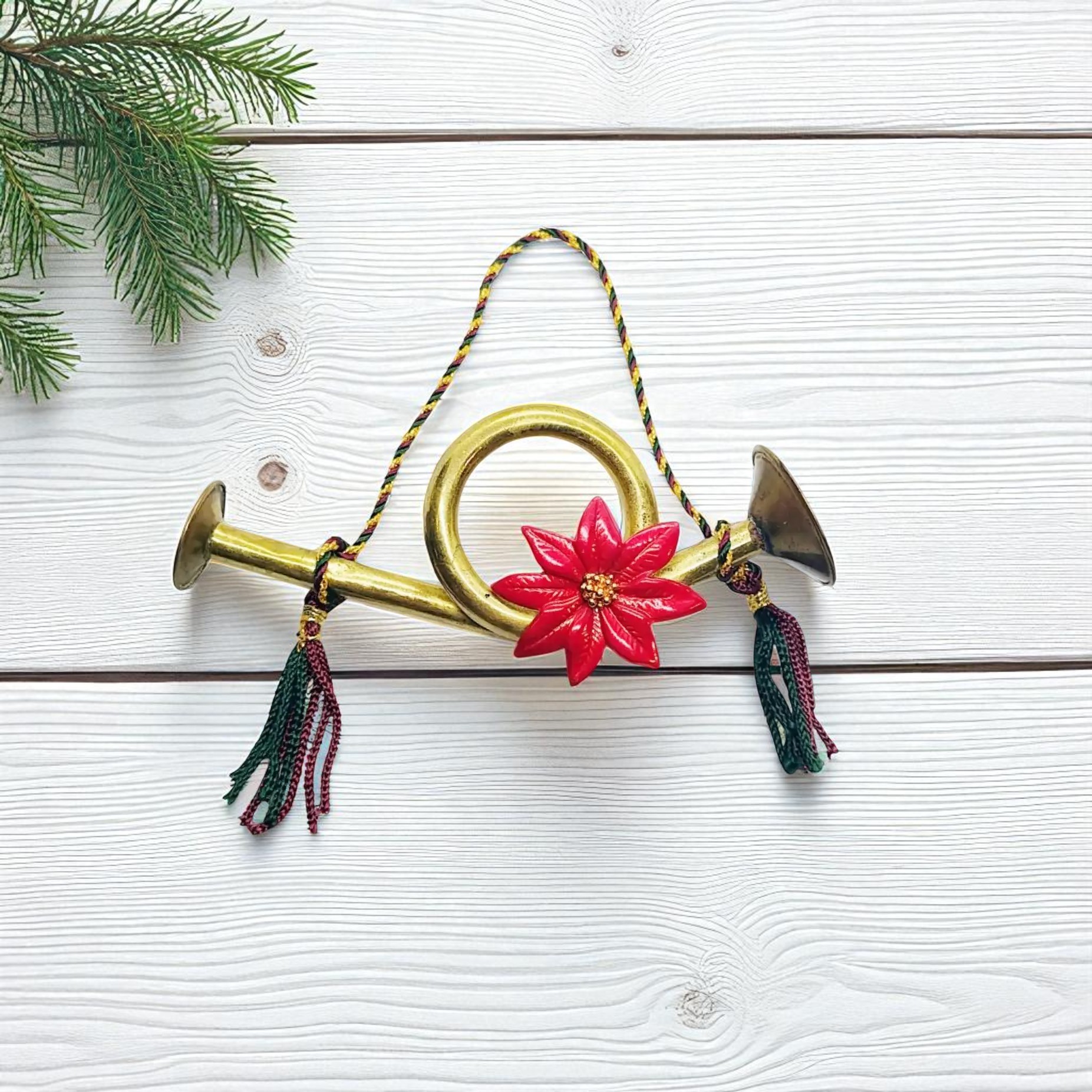 Upcycled Mini Trumpet Christmas Ornament 