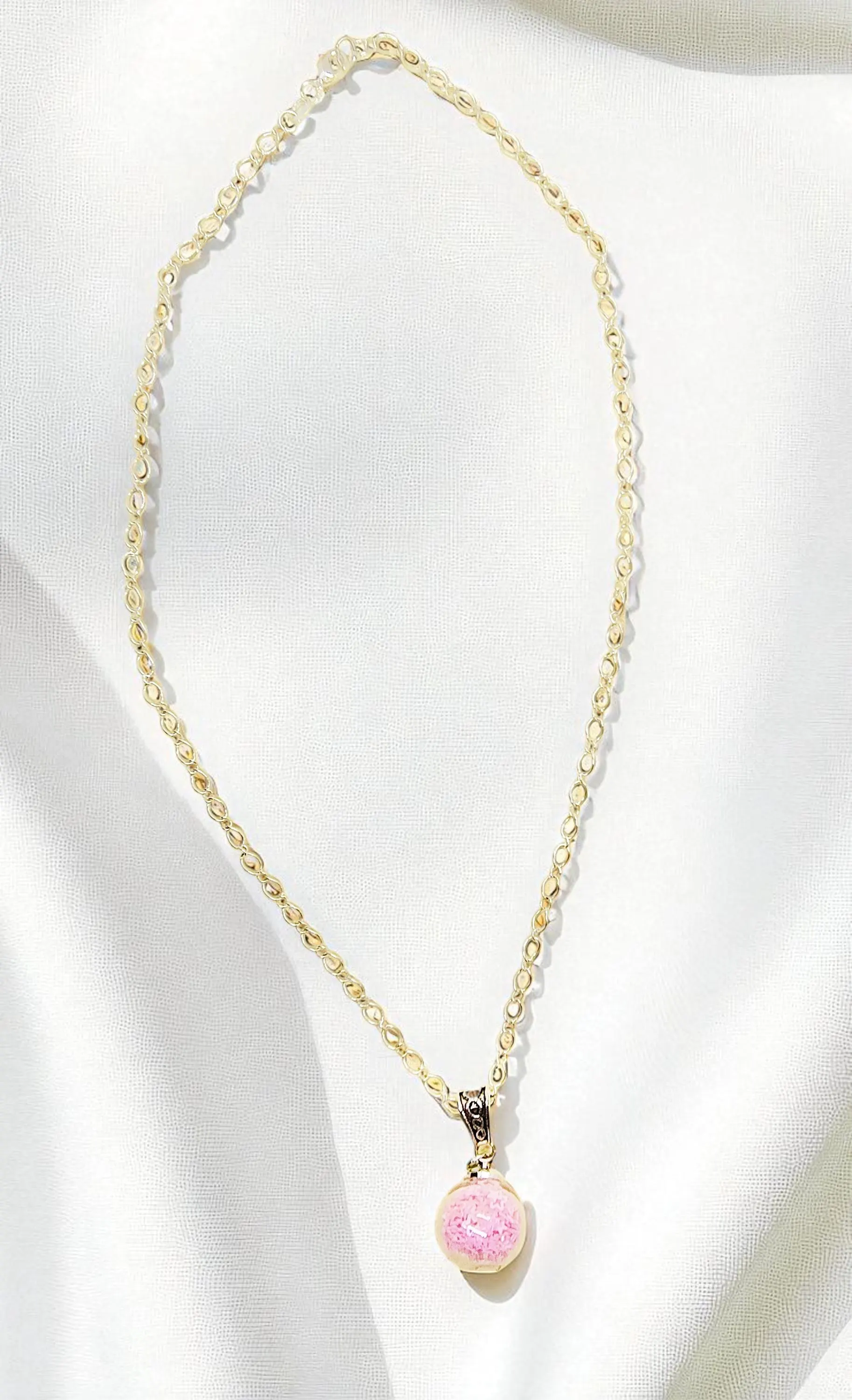 Fairy Dust Glass Globe Pendant on Silver Plated Chain 