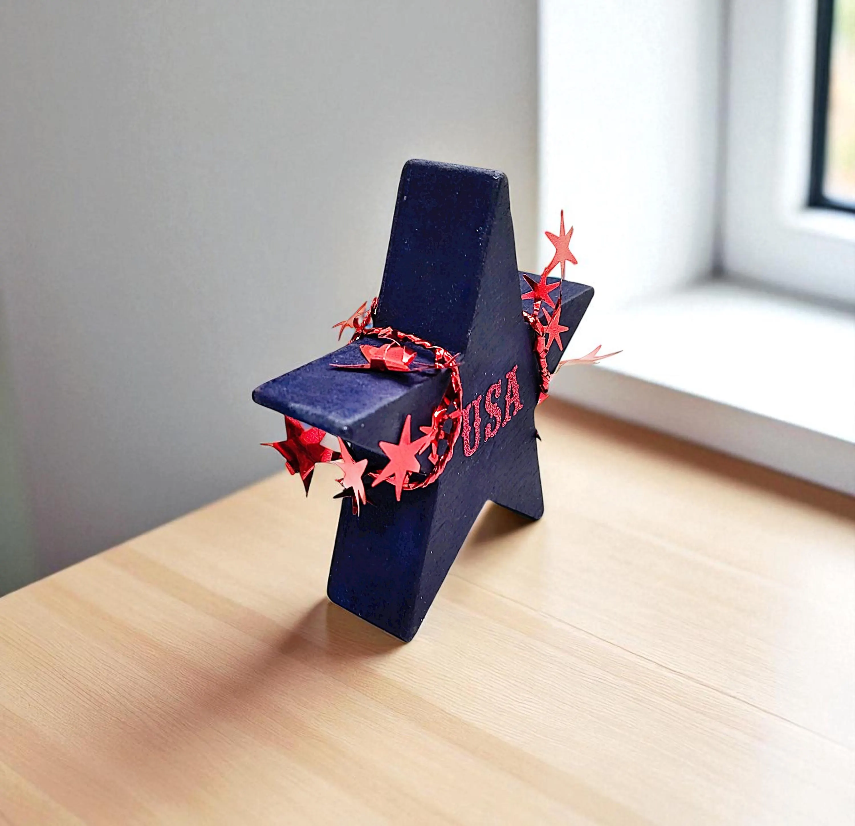 Patriotic Wooden Star Shelf Sitter