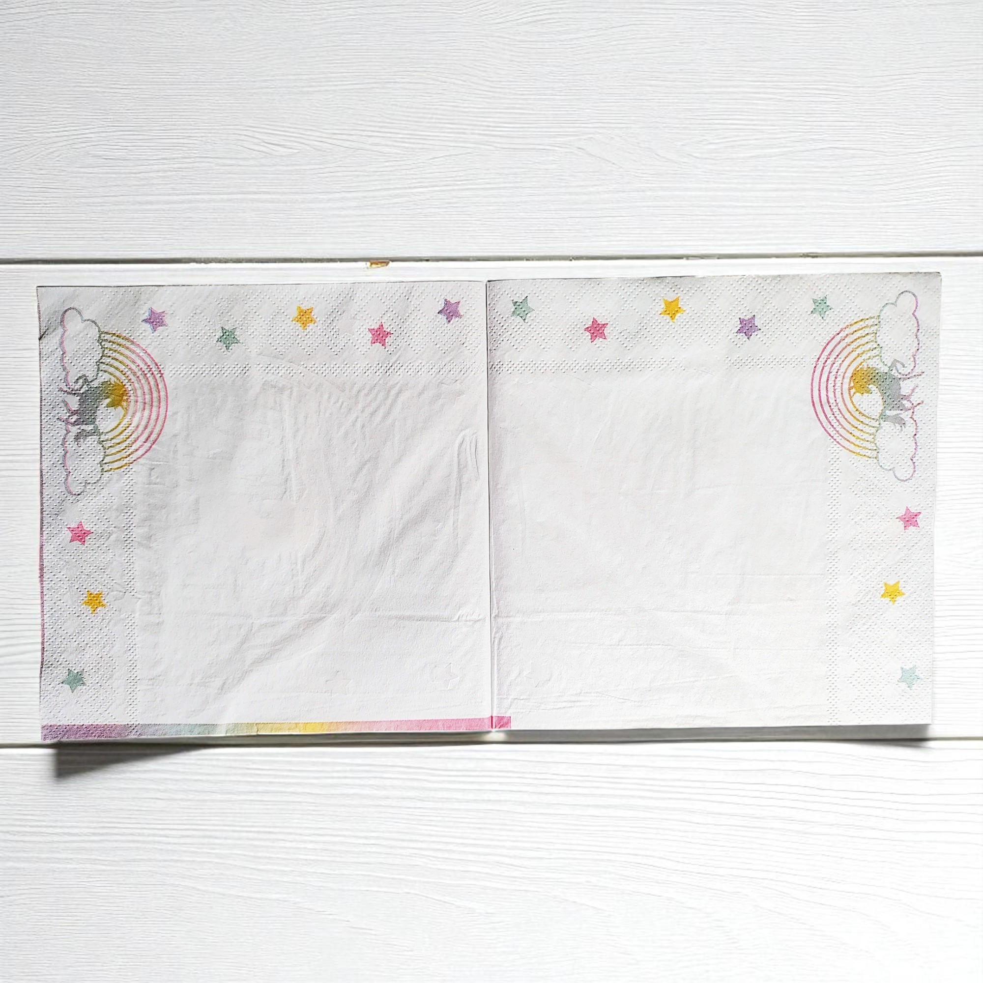 Gold Foil Unicorn and Rainbow Napkins for Decoupage 6 pc