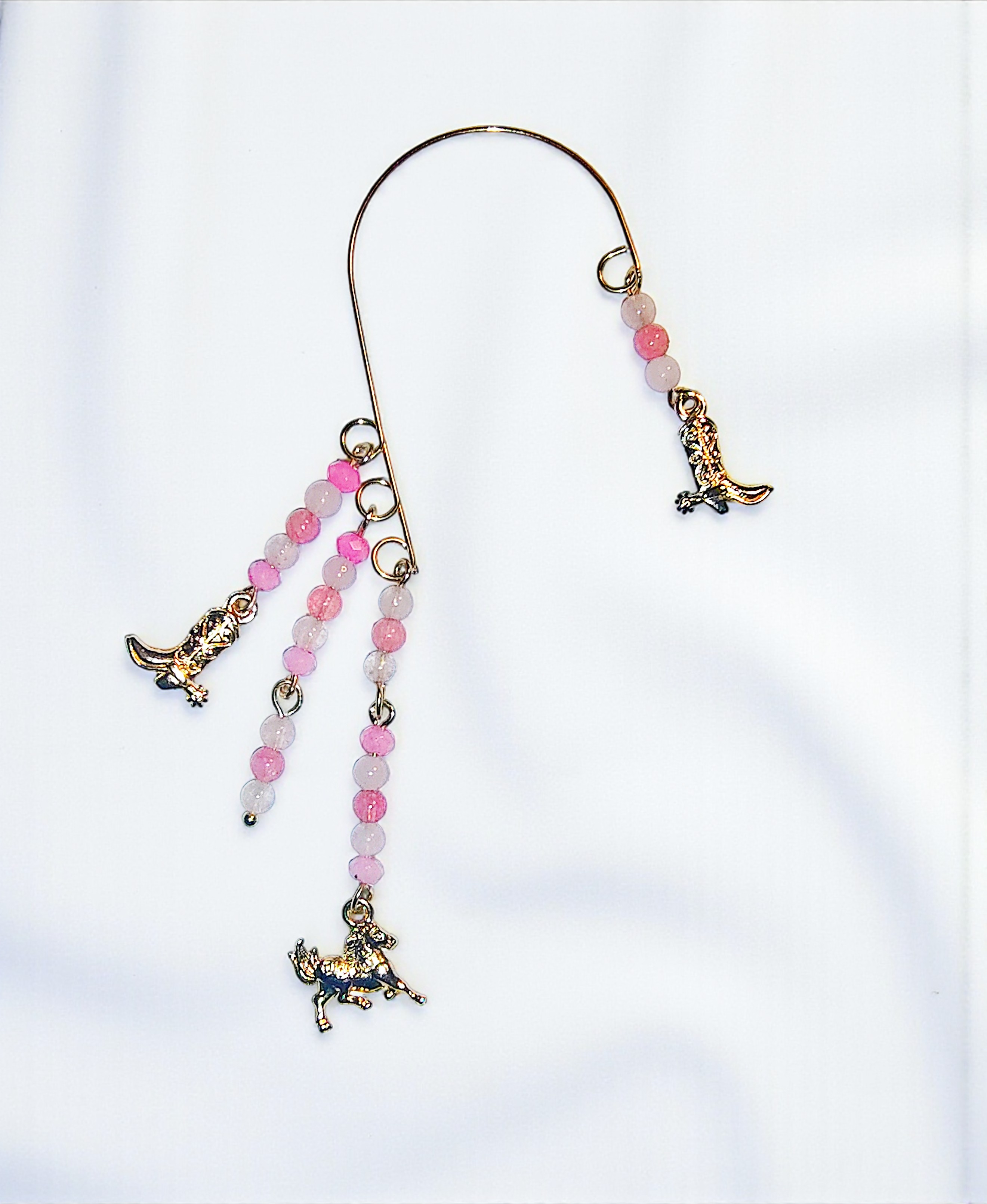 Gold Cowgirl Themed & Pink Gemstone Ear Cuff Wrap