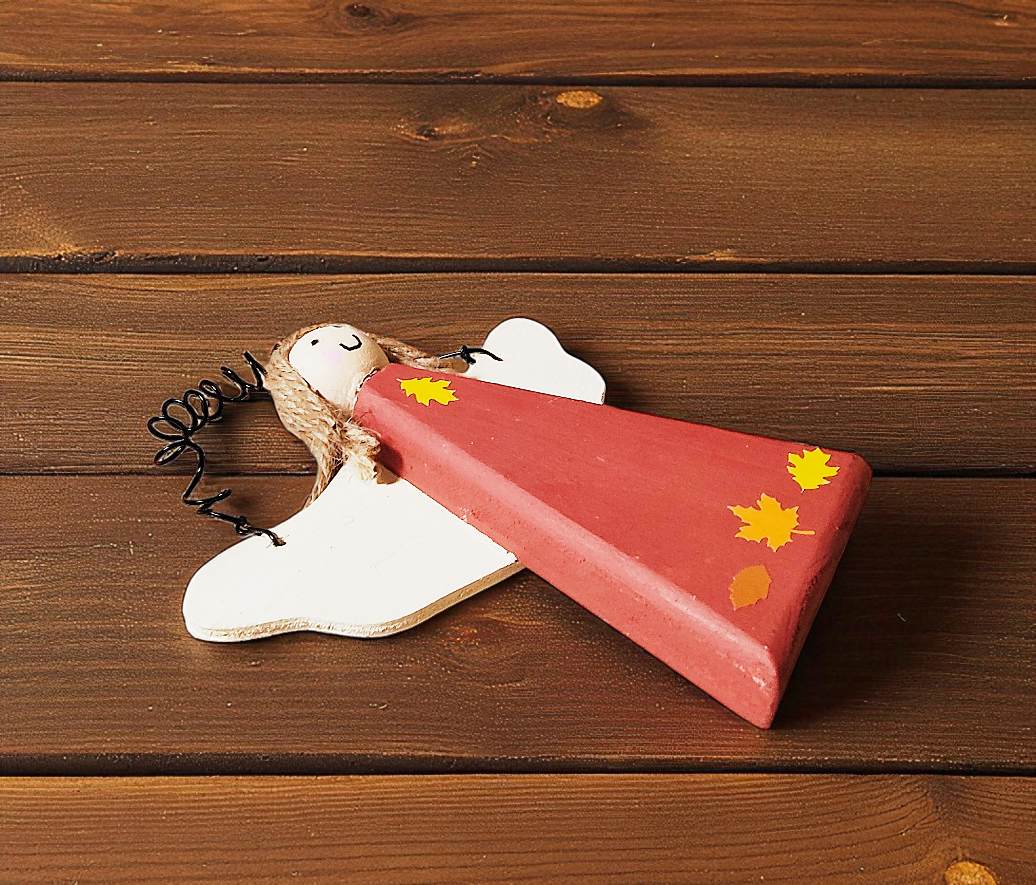 Fall Wooden Angel Ornament