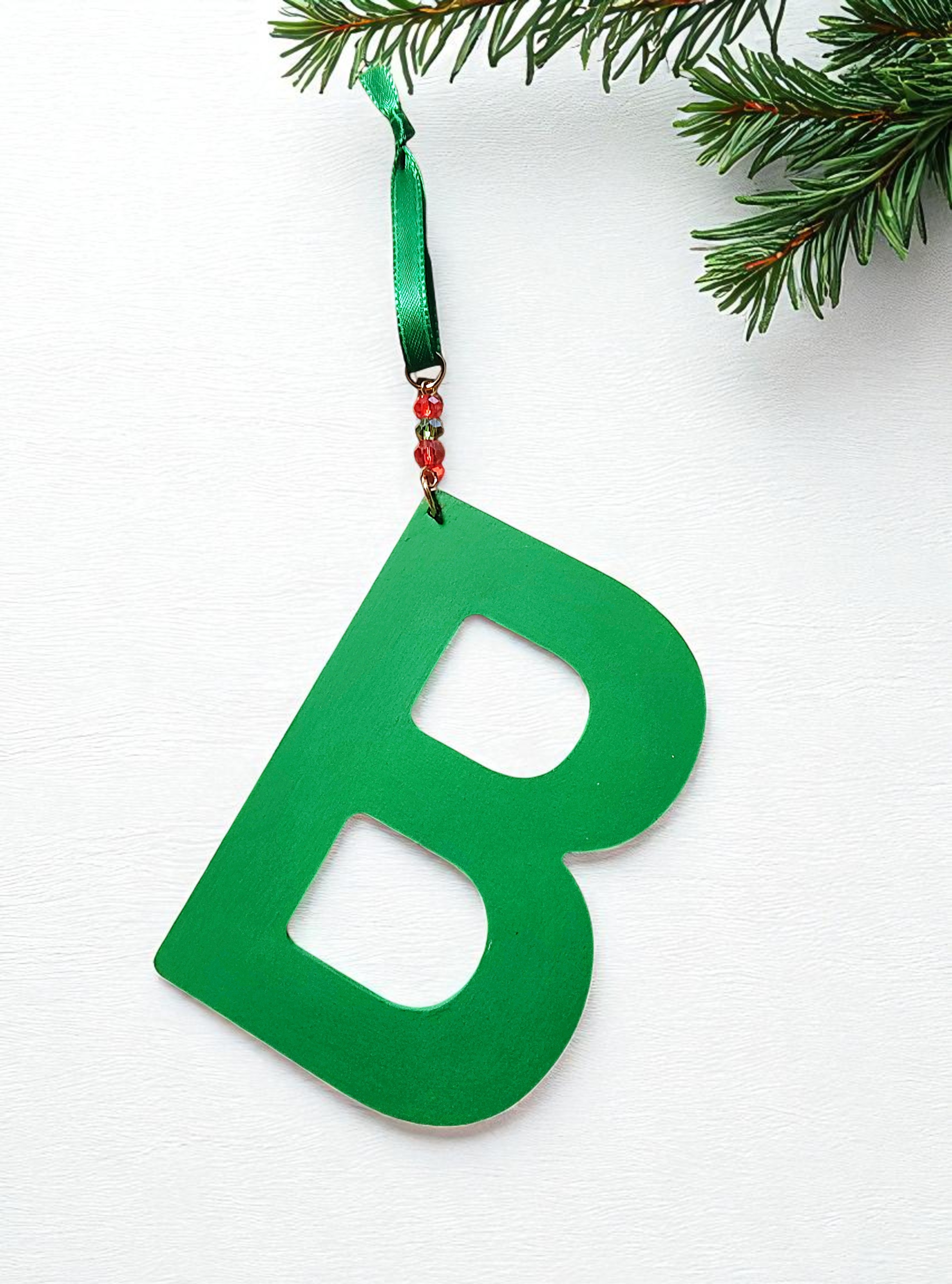 Personalized Wooden Letter Initial B Ornament