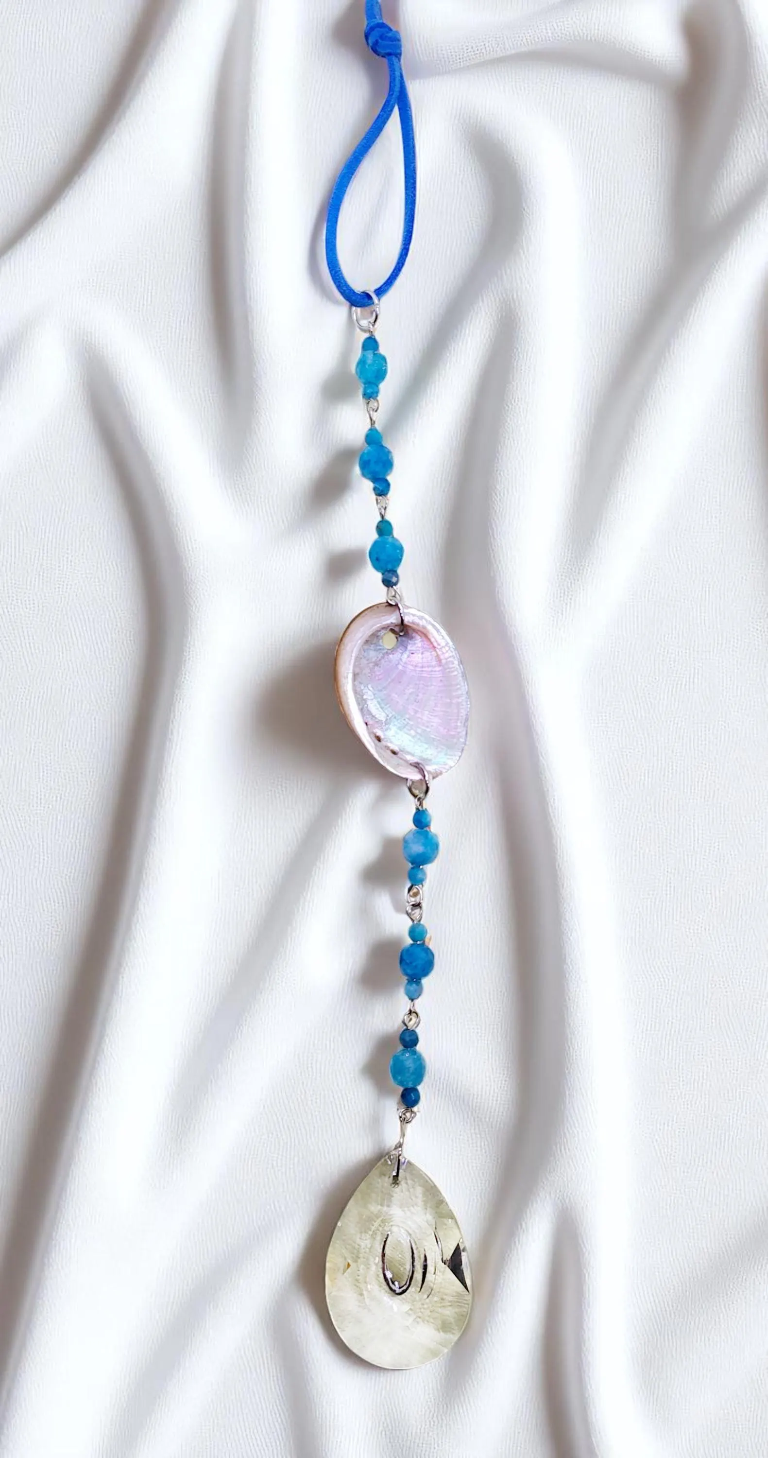 Hanging Beaded Abalone Shell Gemstone Suncatcher