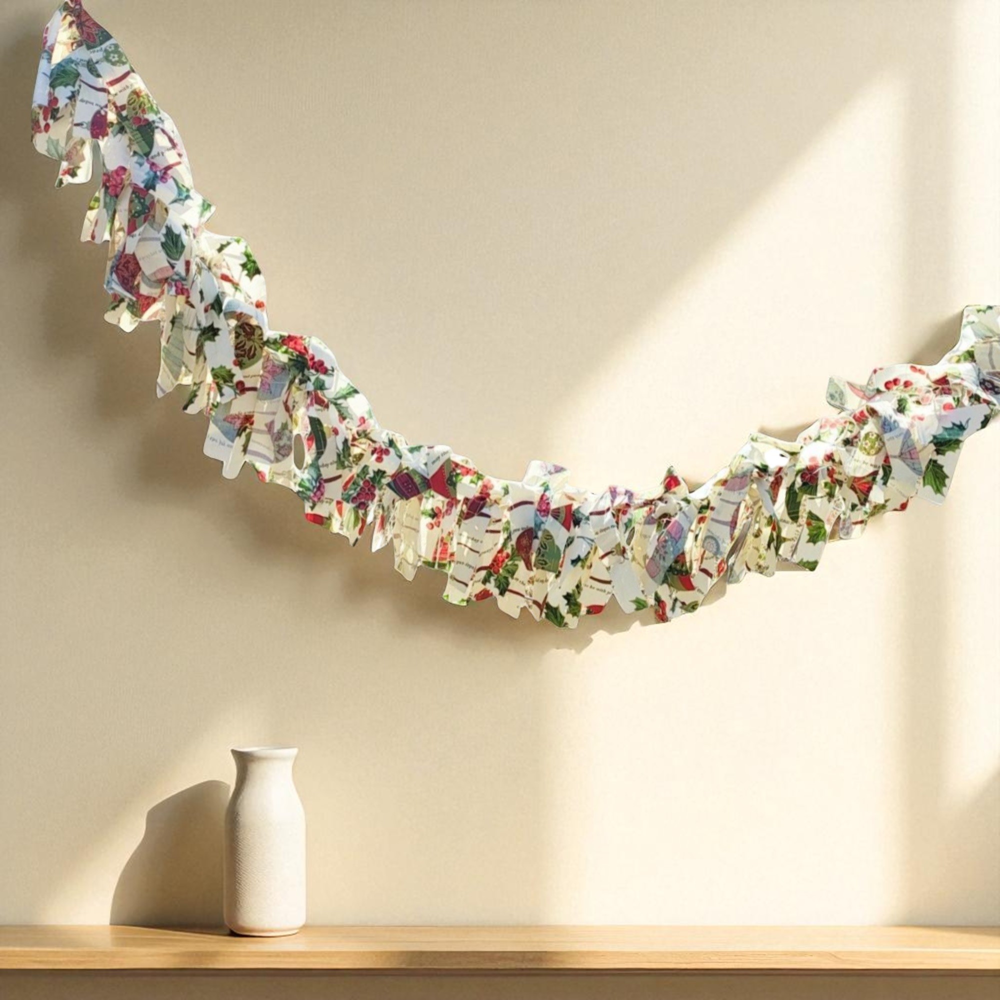 Handmade Christmas Fabric Rag Flag Garland Banner 