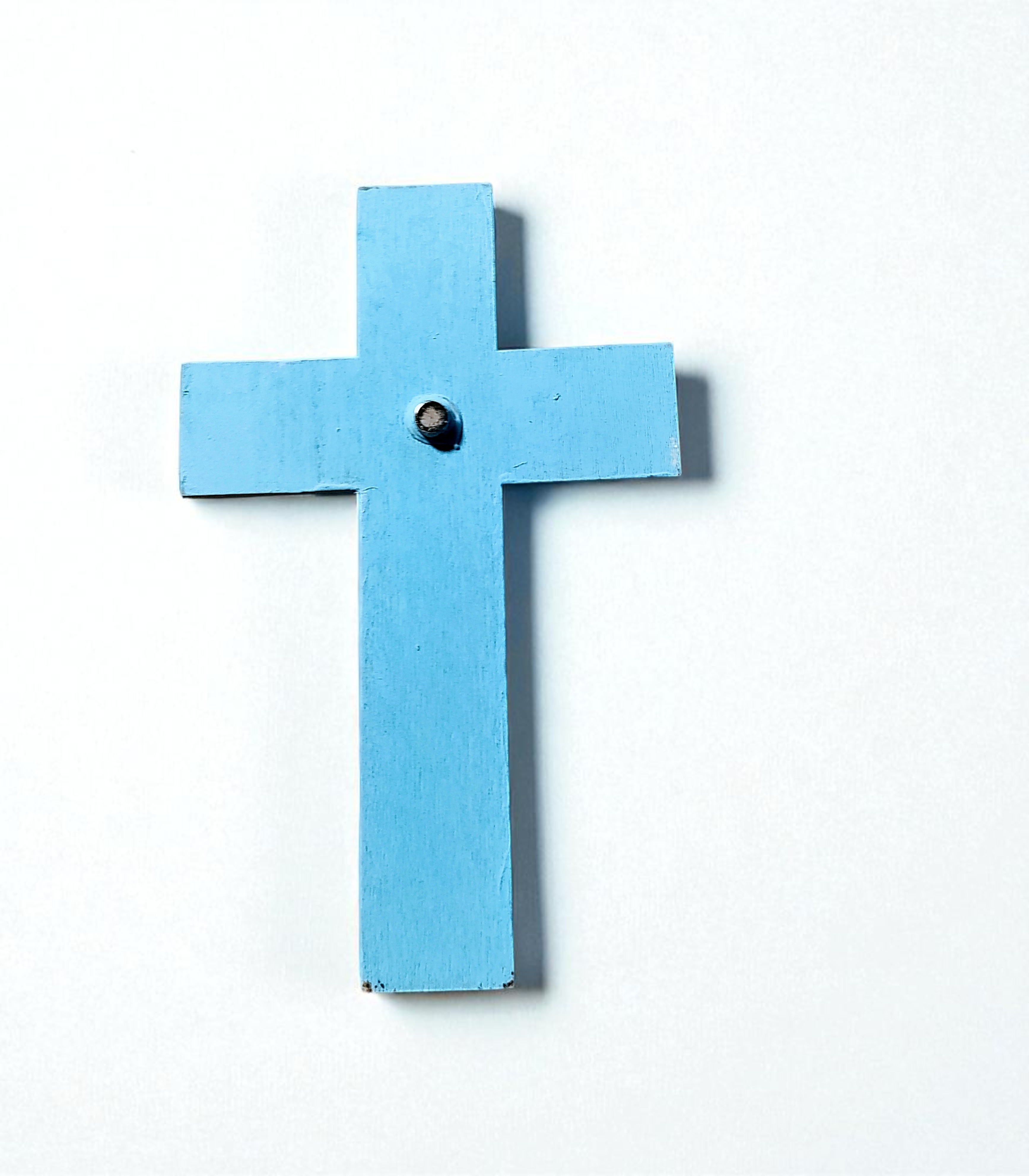 Wooden Faded Blue Faith Cross Magnet