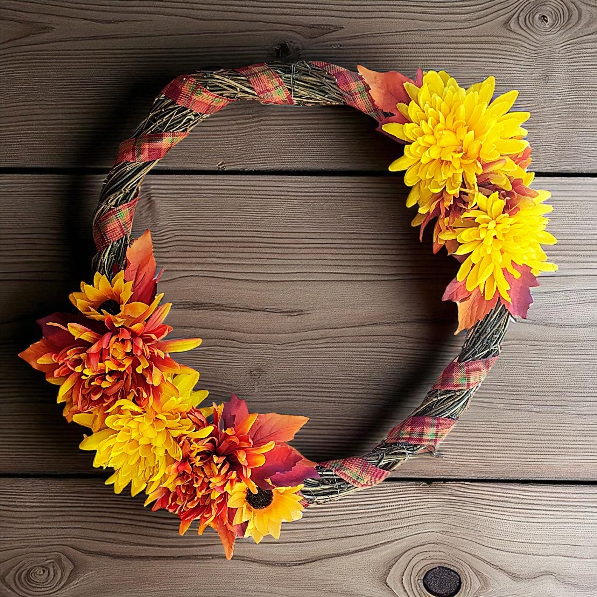 Large Autumn Floral Grapevine Front Door Wreath