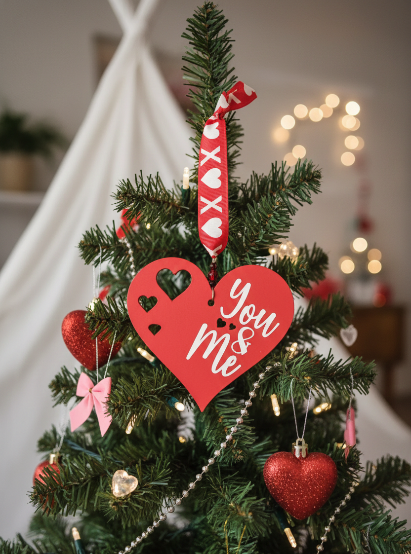 Customized You & Me Heart Shaped Hanging Accent Ornament 