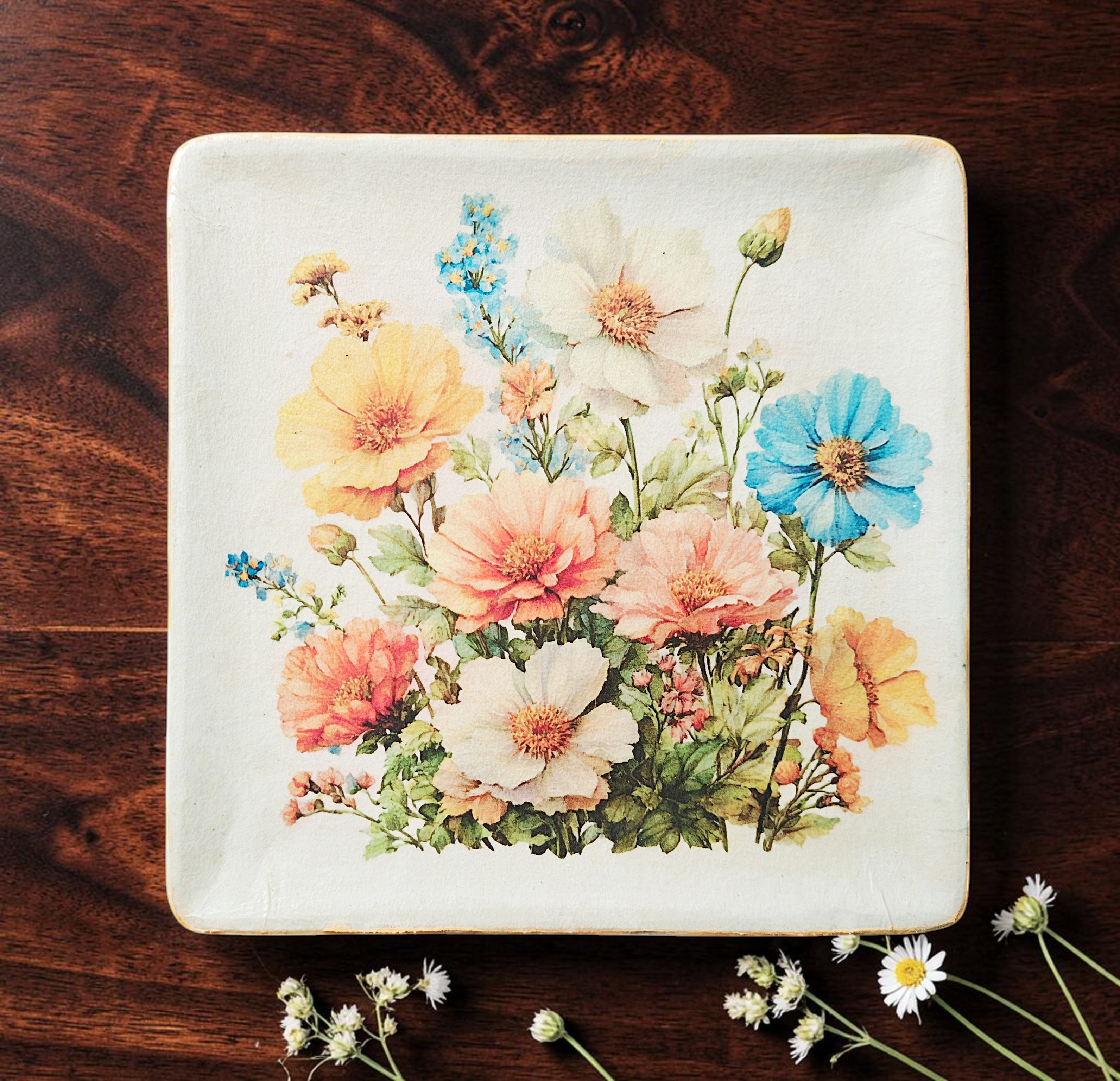 Handmade Floral Wild Flower Trinket Ring Dish