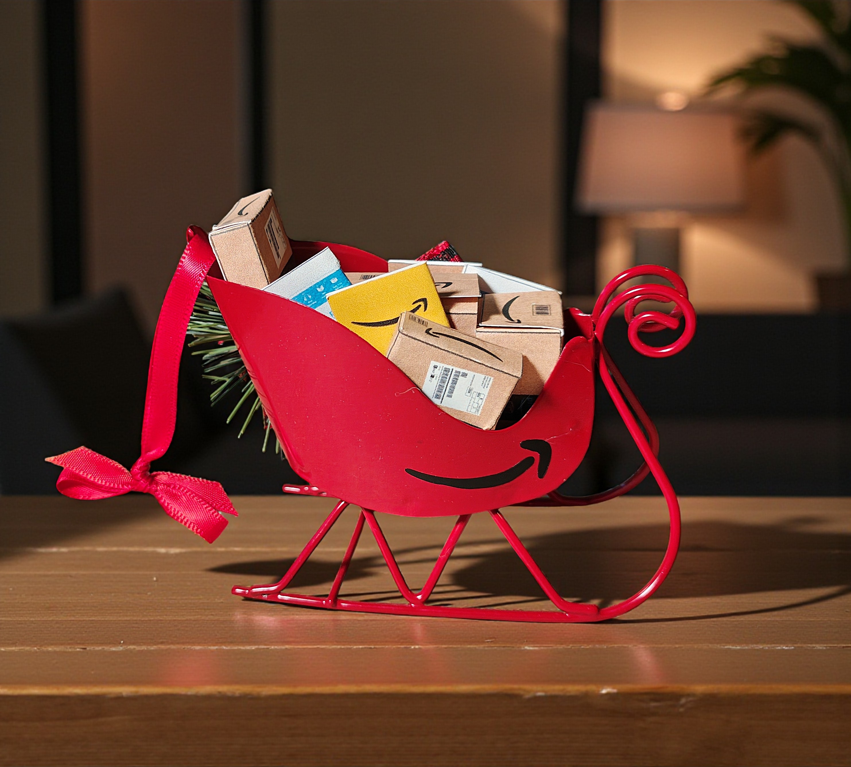 Mini Amazon Package Sleigh Christmas Ornament