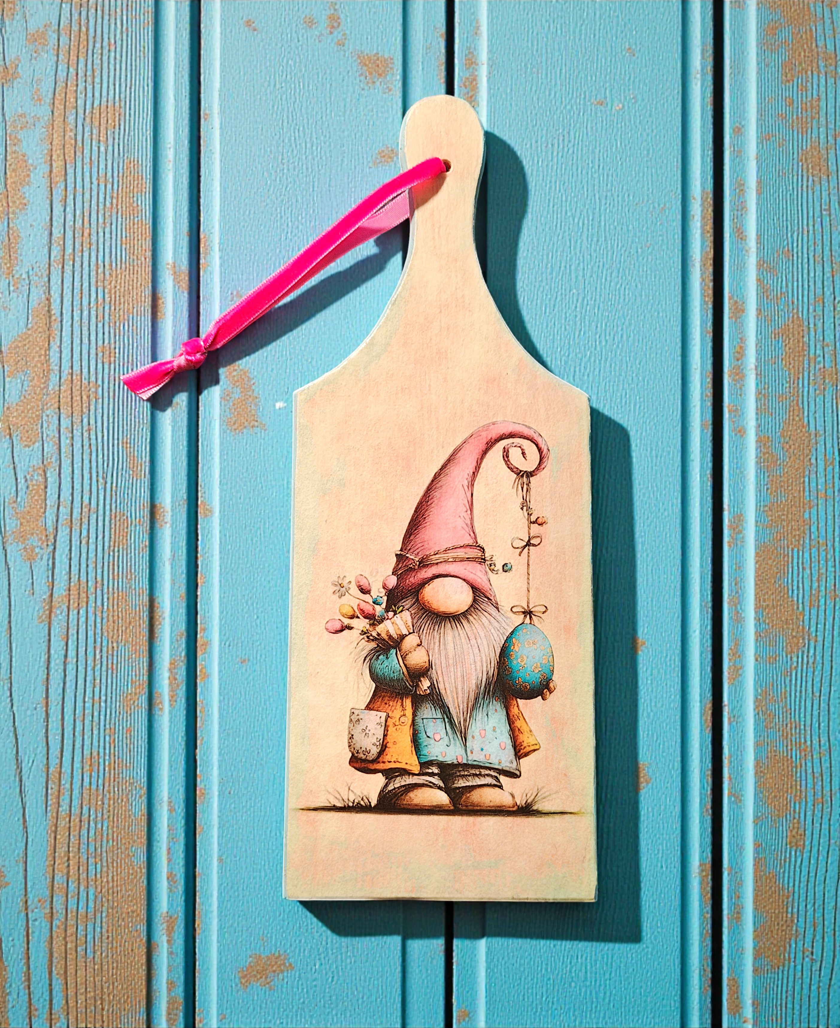 Wooden Easter Garden Gnome Cutting Board Sign