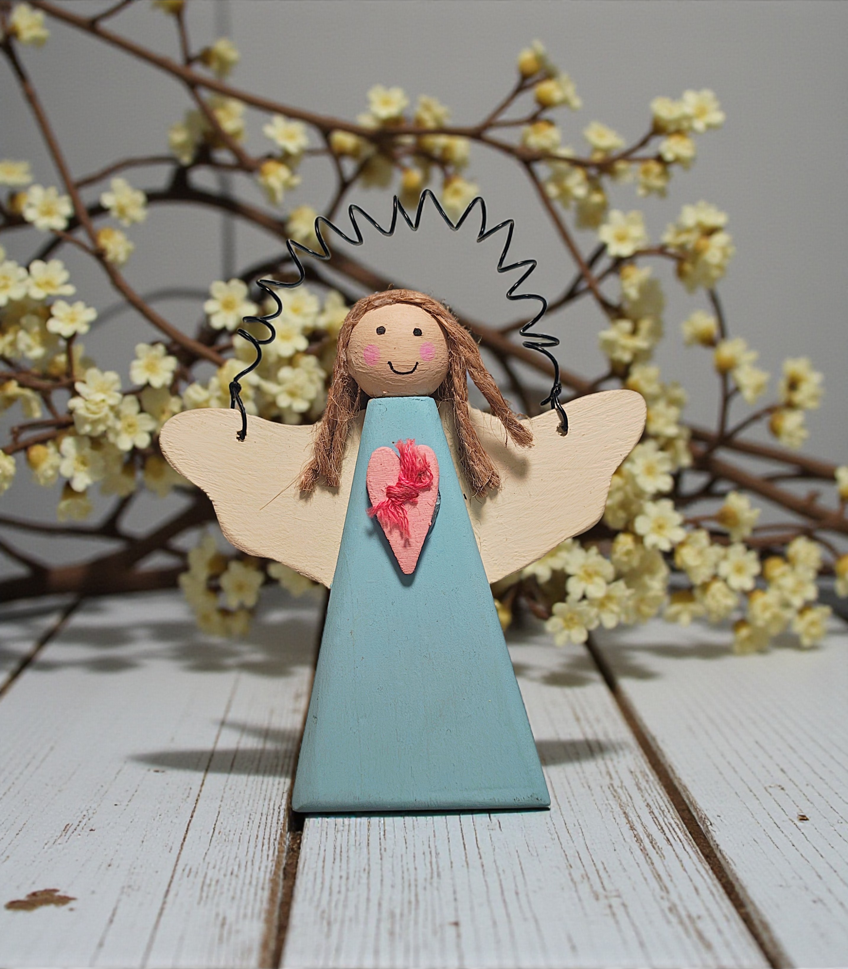 Spring Wooden Love Angel Ornament