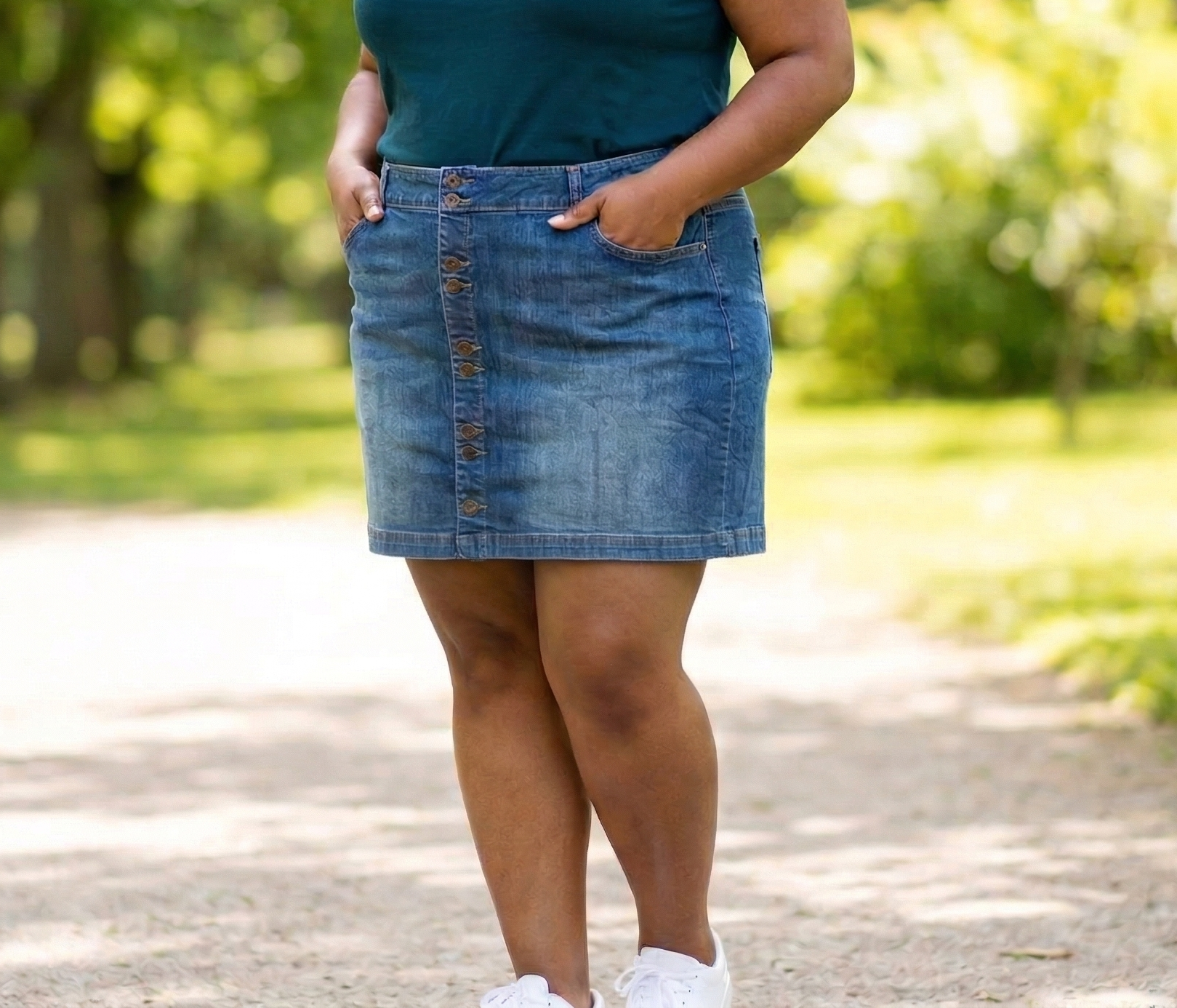 Macy's INC International Concepts Plus 24W Denim Skirt NWT Button Down w Pockets