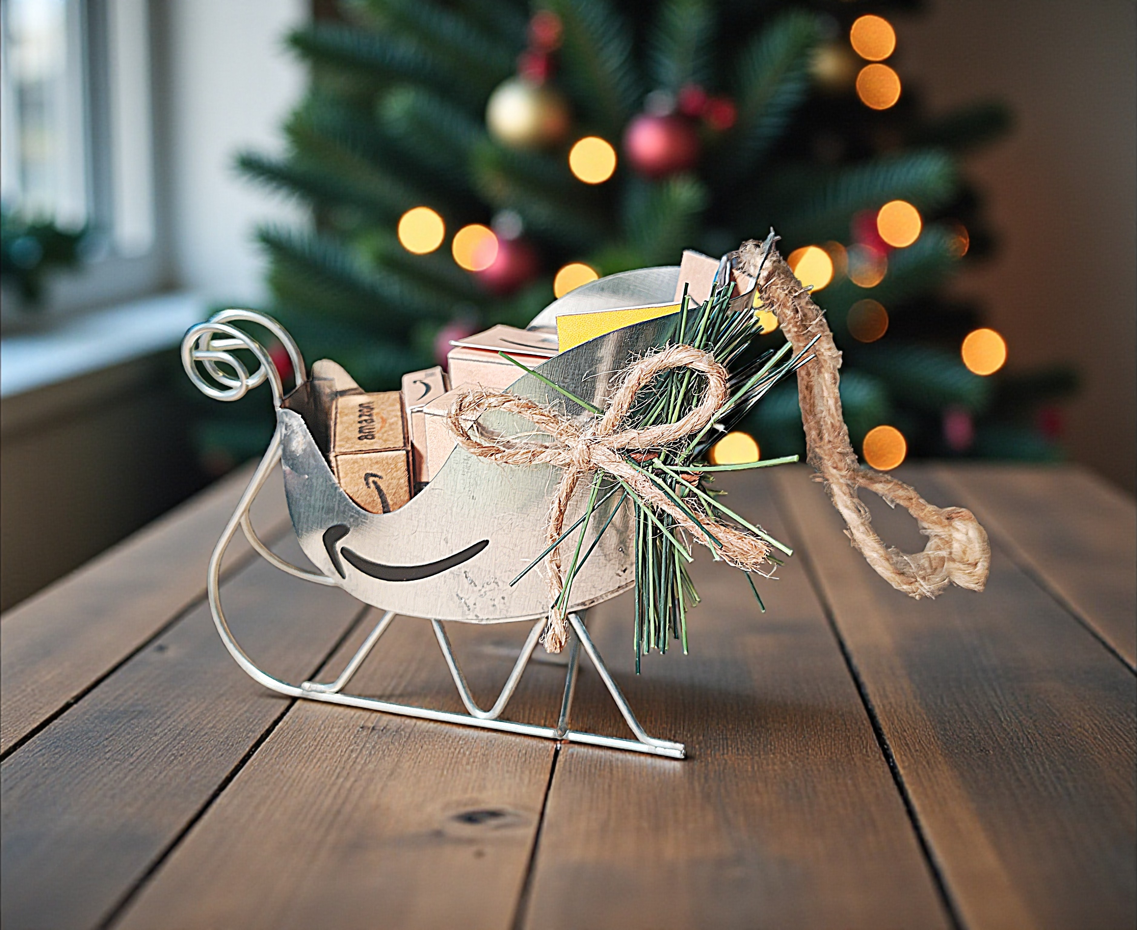 Mini Amazon Package Sleigh Christmas Ornament