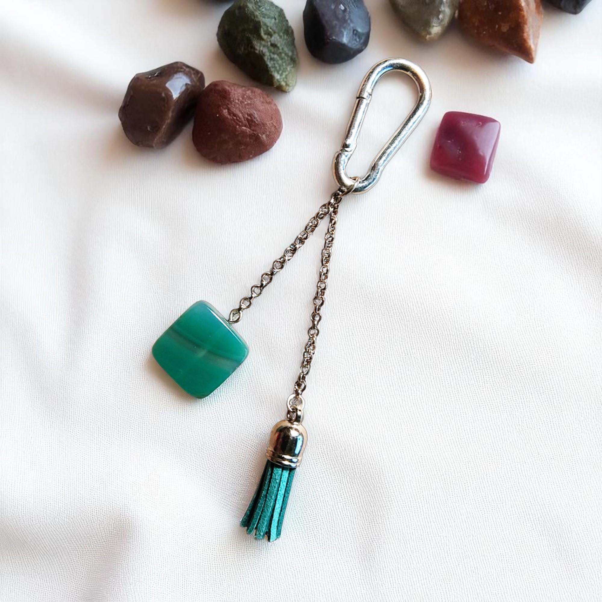 Teal Gemstone Tassel Fashion Charm