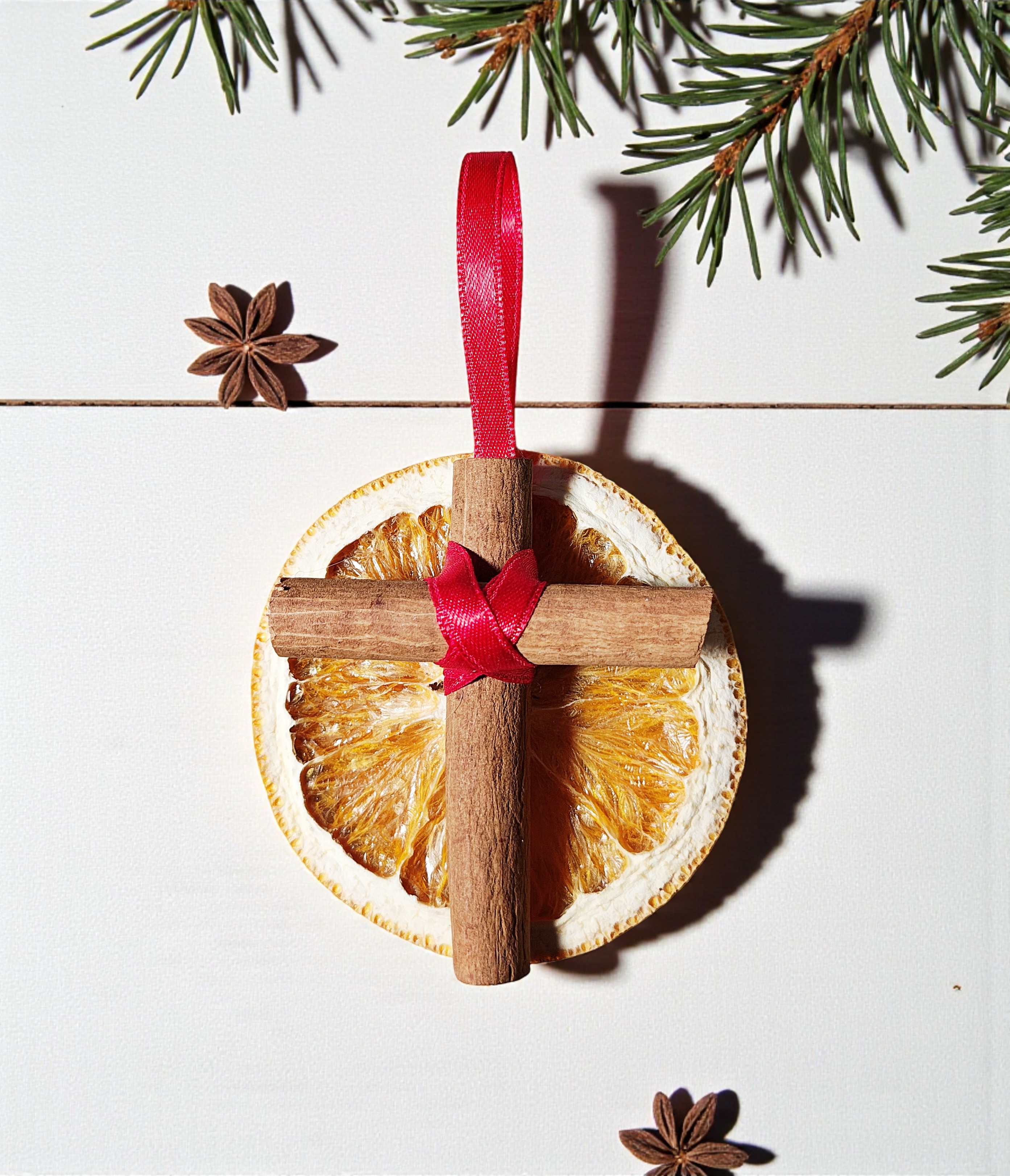 Natural Orange & Cinnamon Cross Christmas Tree Ornament