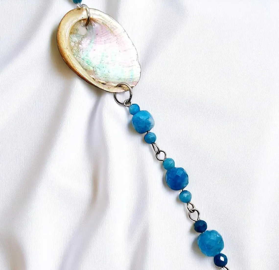 Hanging Beaded Abalone Shell Gemstone Suncatcher
