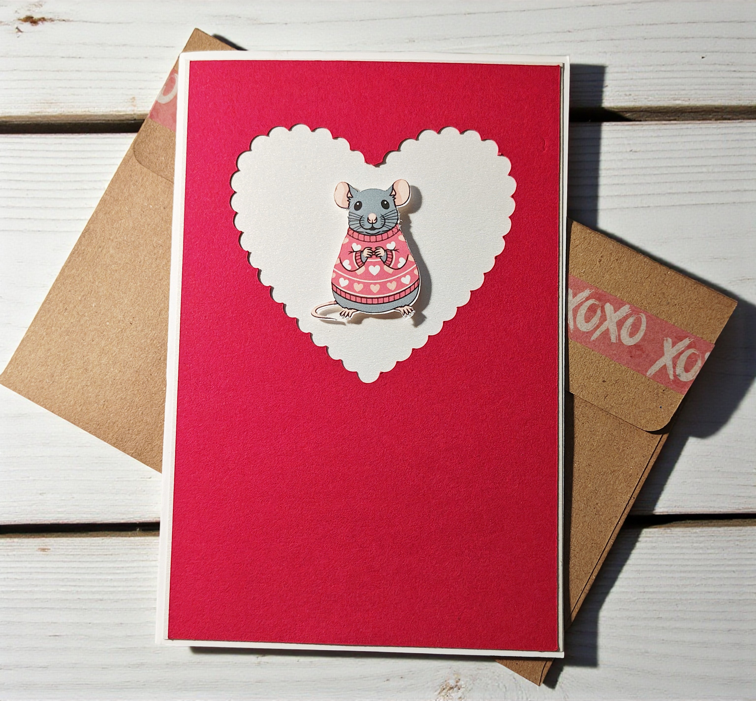 Cute Fancy Rat Valentine Greeting Card