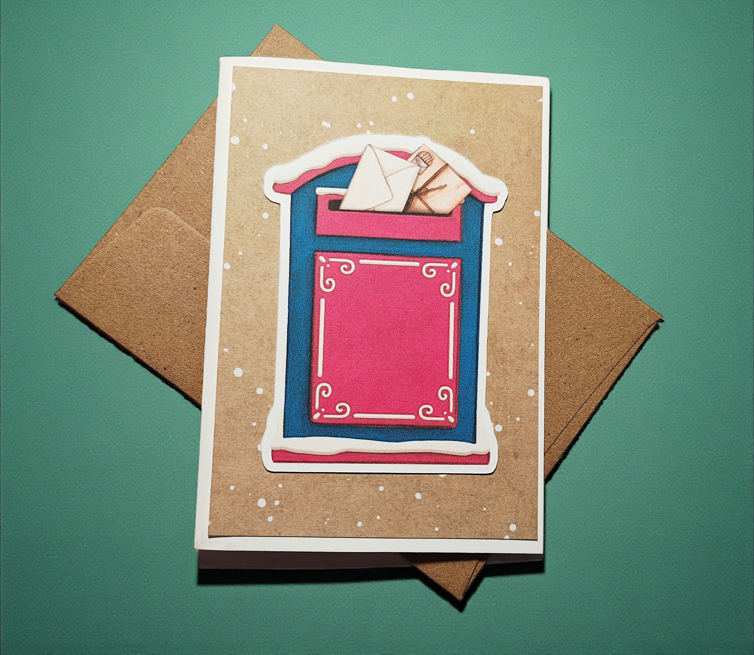 Mail Box Mail Carrier Christmas Greeting Card