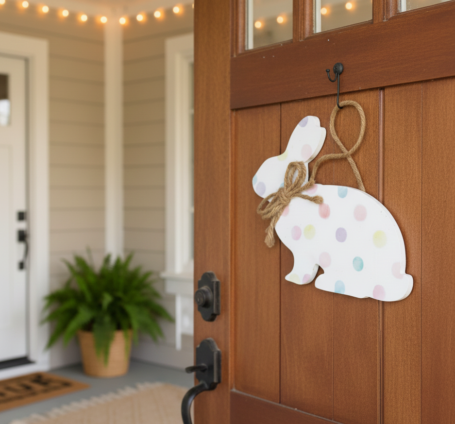 Polka Dot Bunny Rabbit Spring Door Decoration
