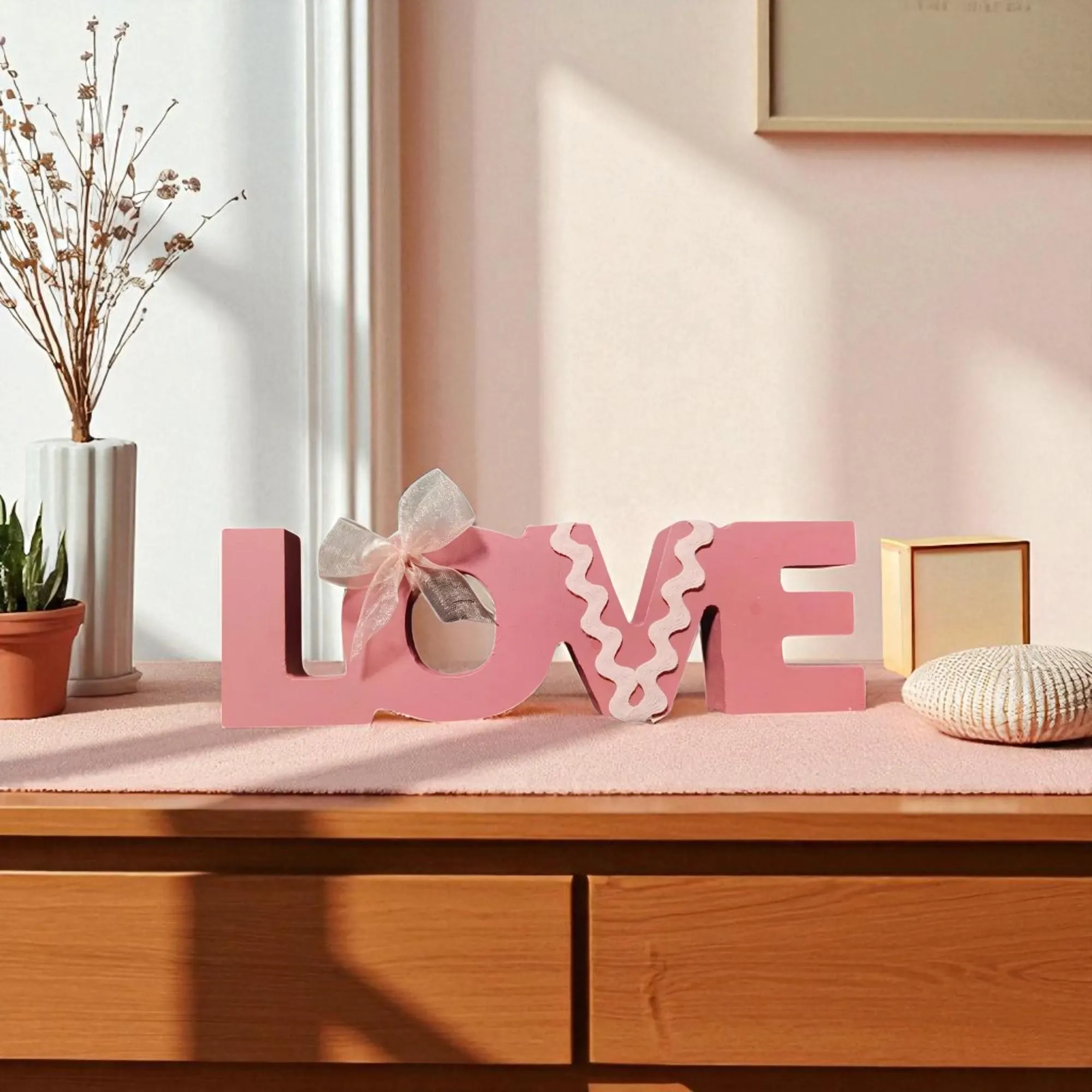 Handmade Small Wooden Decorative LOVE Shelf Sitter  