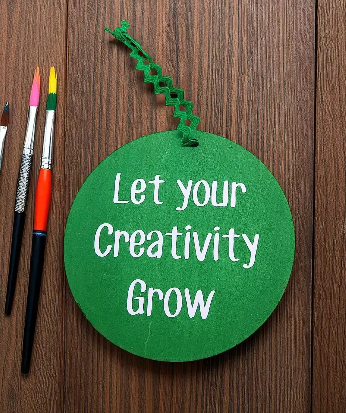 Green Let Your Creativity Grow Inspirational Hanging Sign Ornament Decoration 
