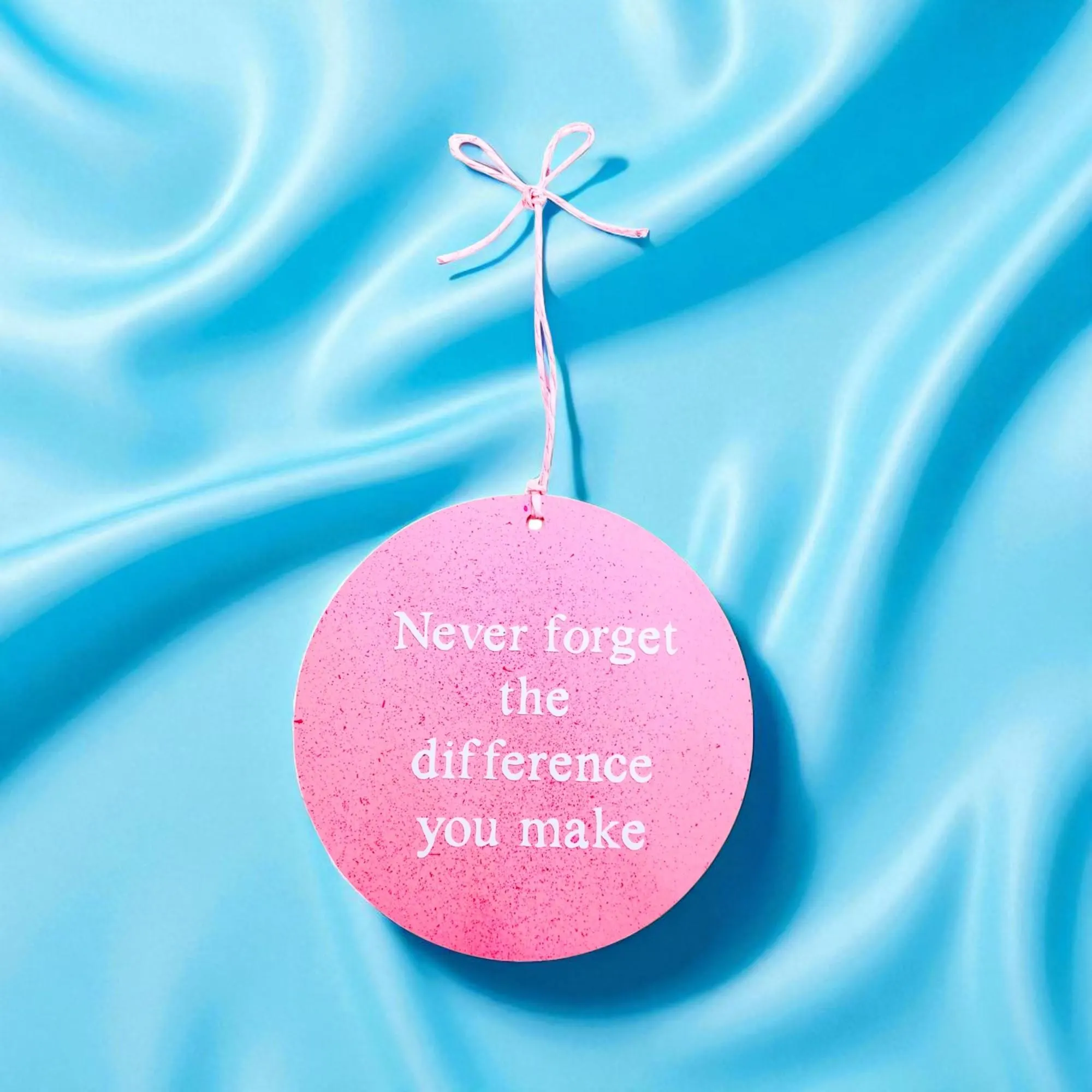 Personalized Pink Never Forget the Differences You Make Inspirational Hanging Sign Ornament