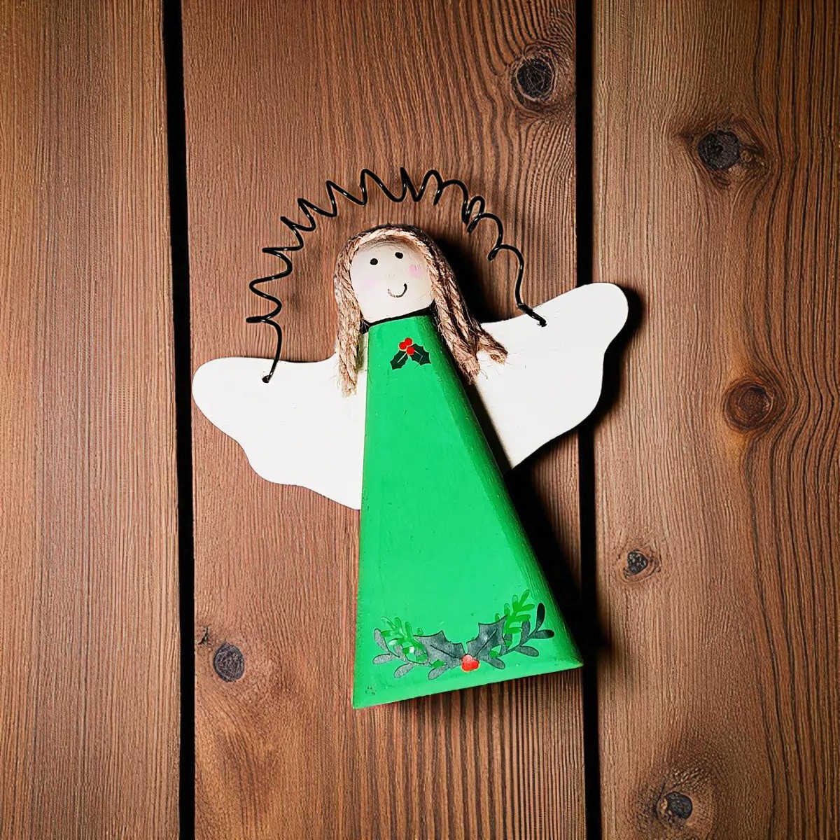 Holiday Wooden Angel Ornament