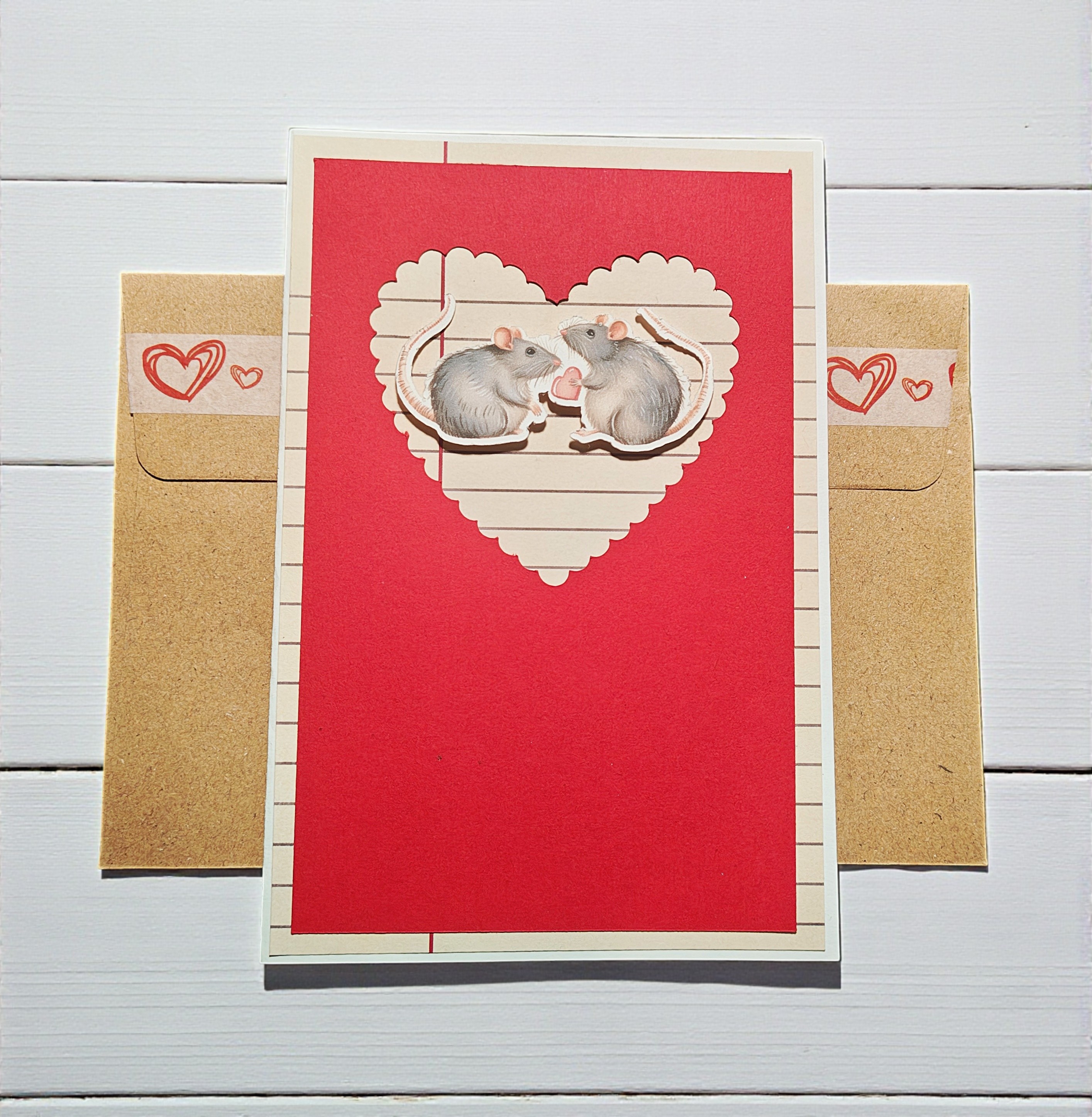 Cute Fancy Rat Valentine Greeting Card