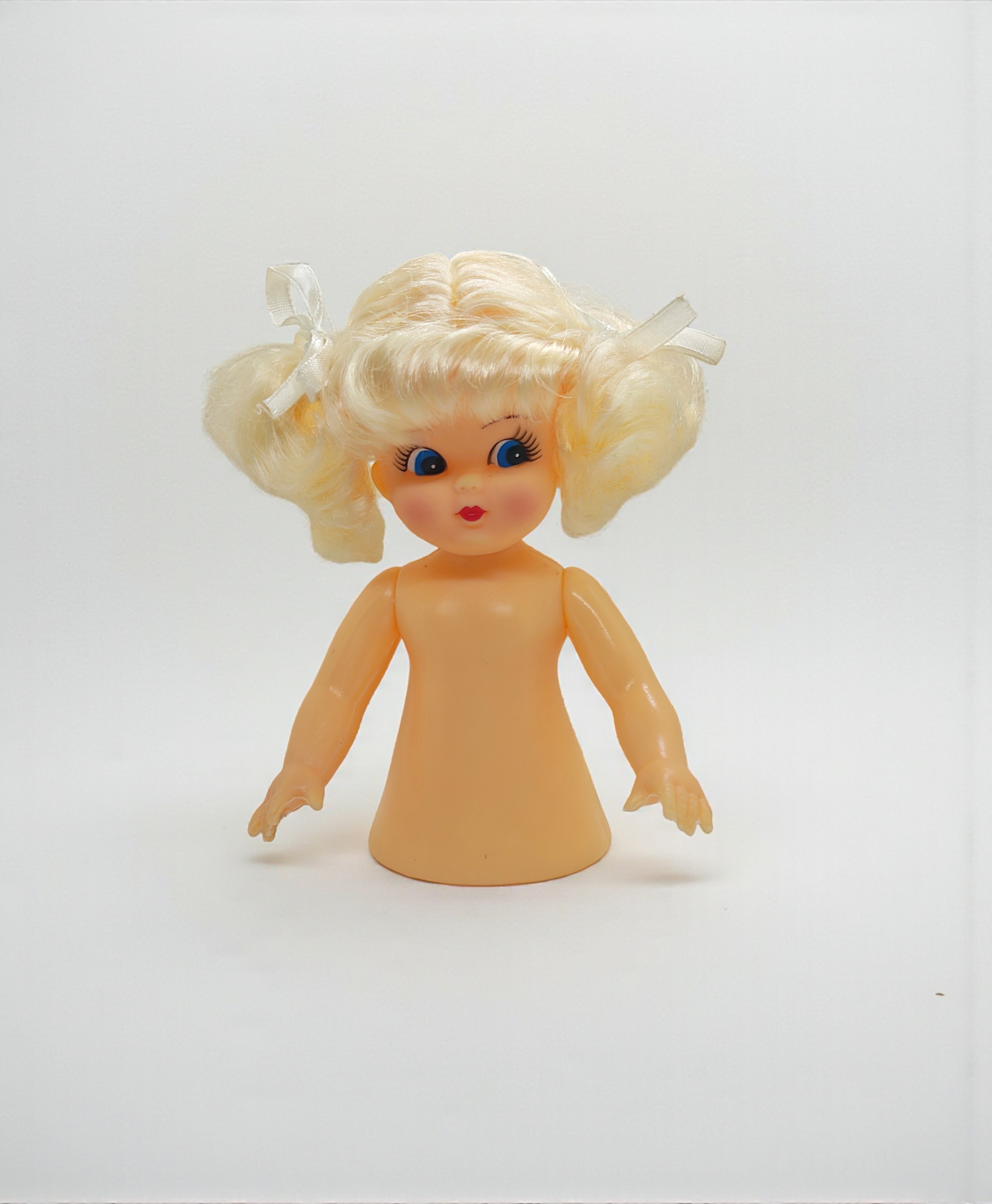 Fibre Craft Plastic 5.75 inch Vintage Air Freshener Blonde Hair Blue Eyes Doll