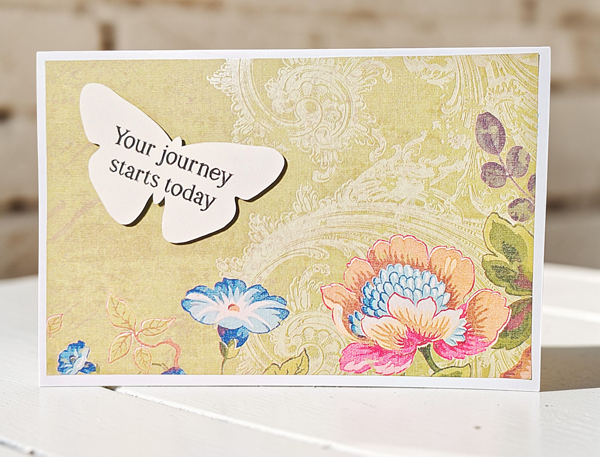 Inspirational Journey Starts Today Quote Handmade Greeting Card