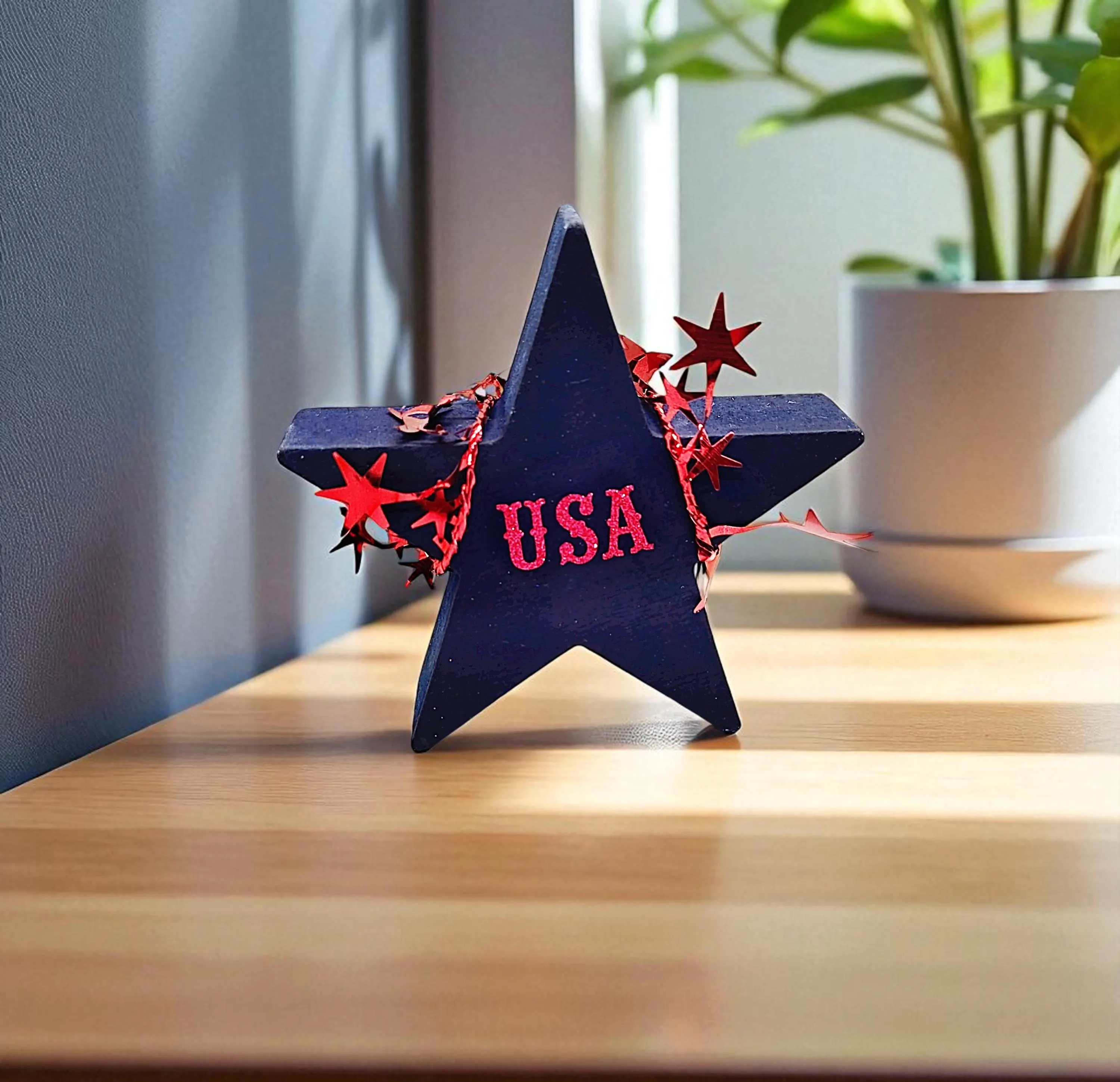 Patriotic Wooden Star Shelf Sitter