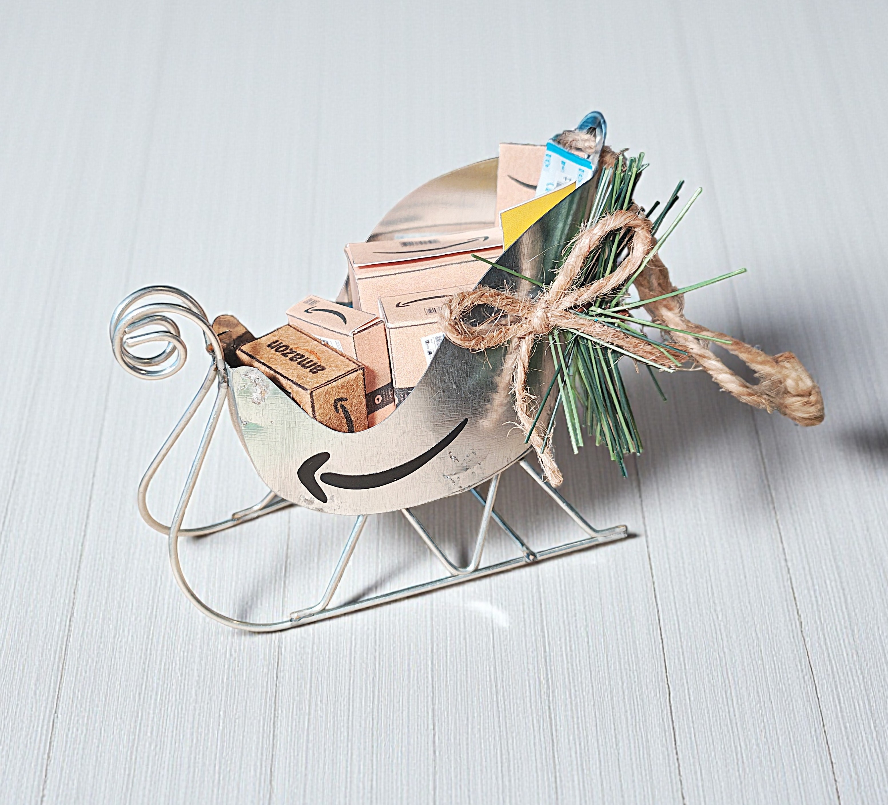 Mini Amazon Package Sleigh Christmas Ornament