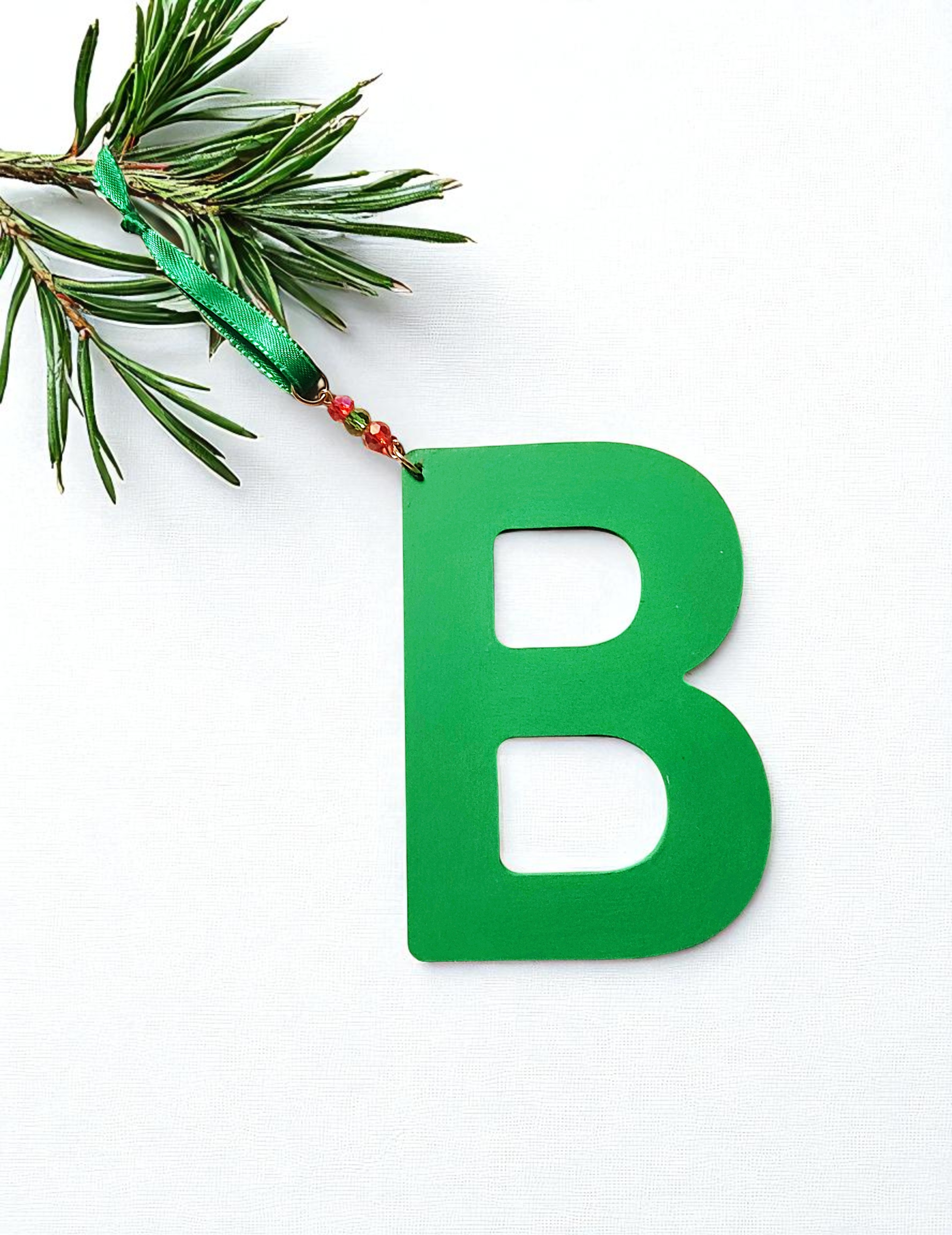 Personalized Wooden Letter Initial B Ornament
