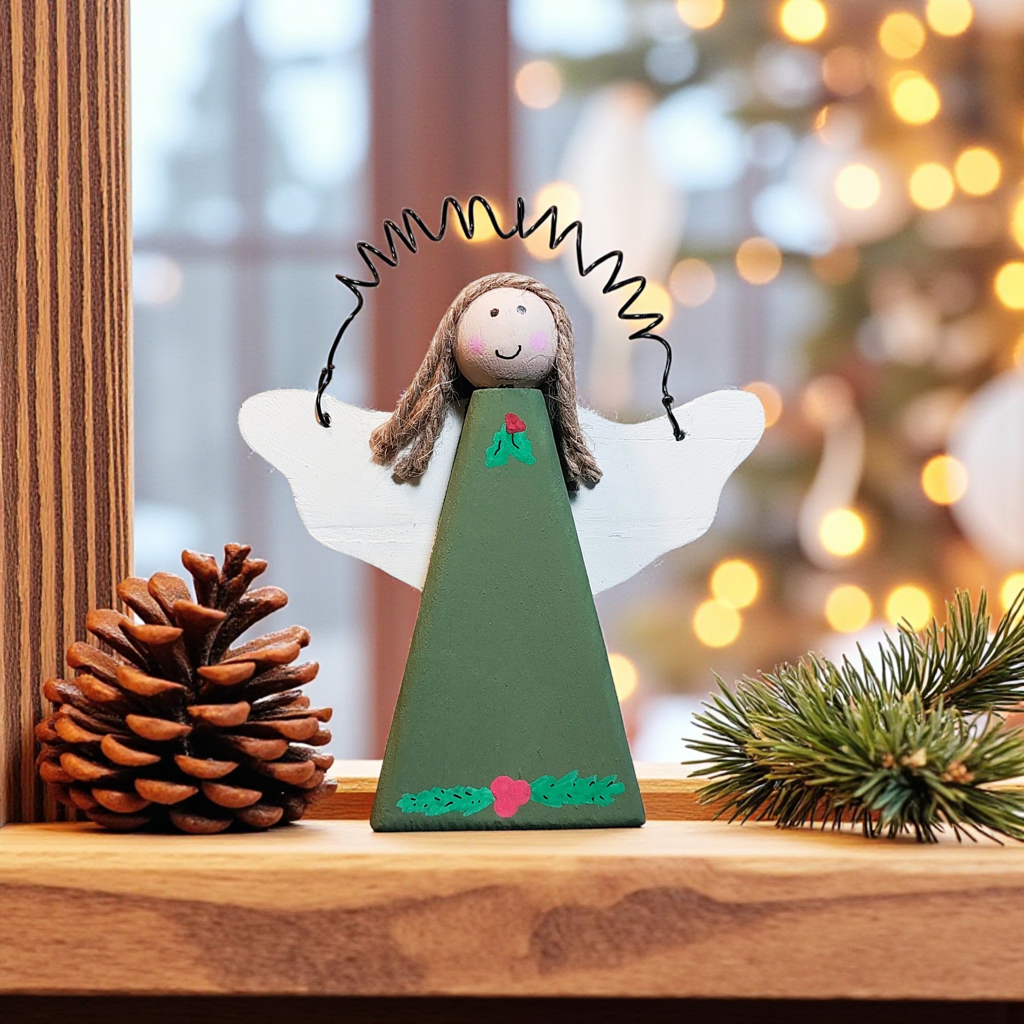 Holiday Wooden Angel Ornament