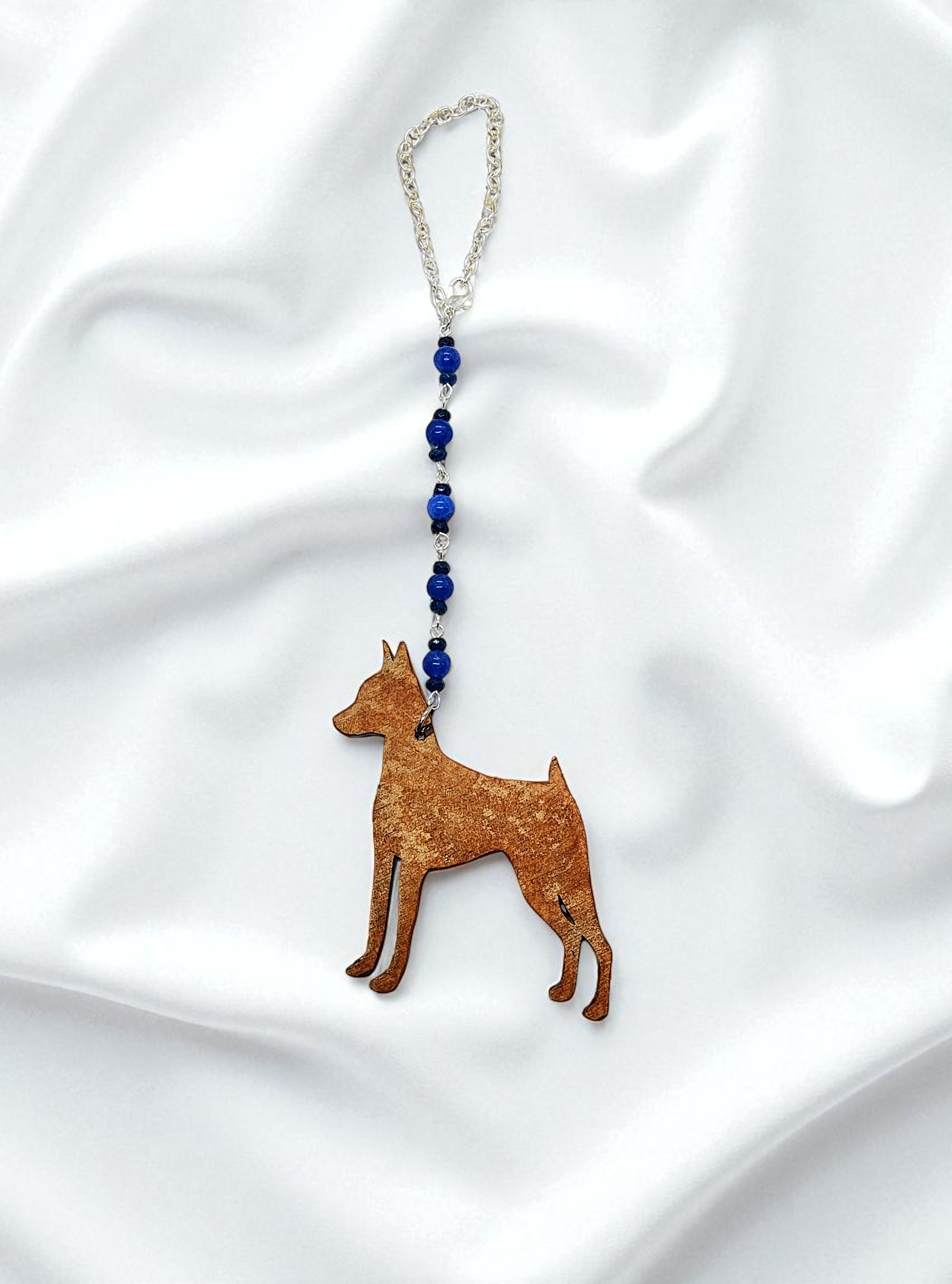 Dog Beaded Gemstone Hanging Rearview Mirror Car Charm