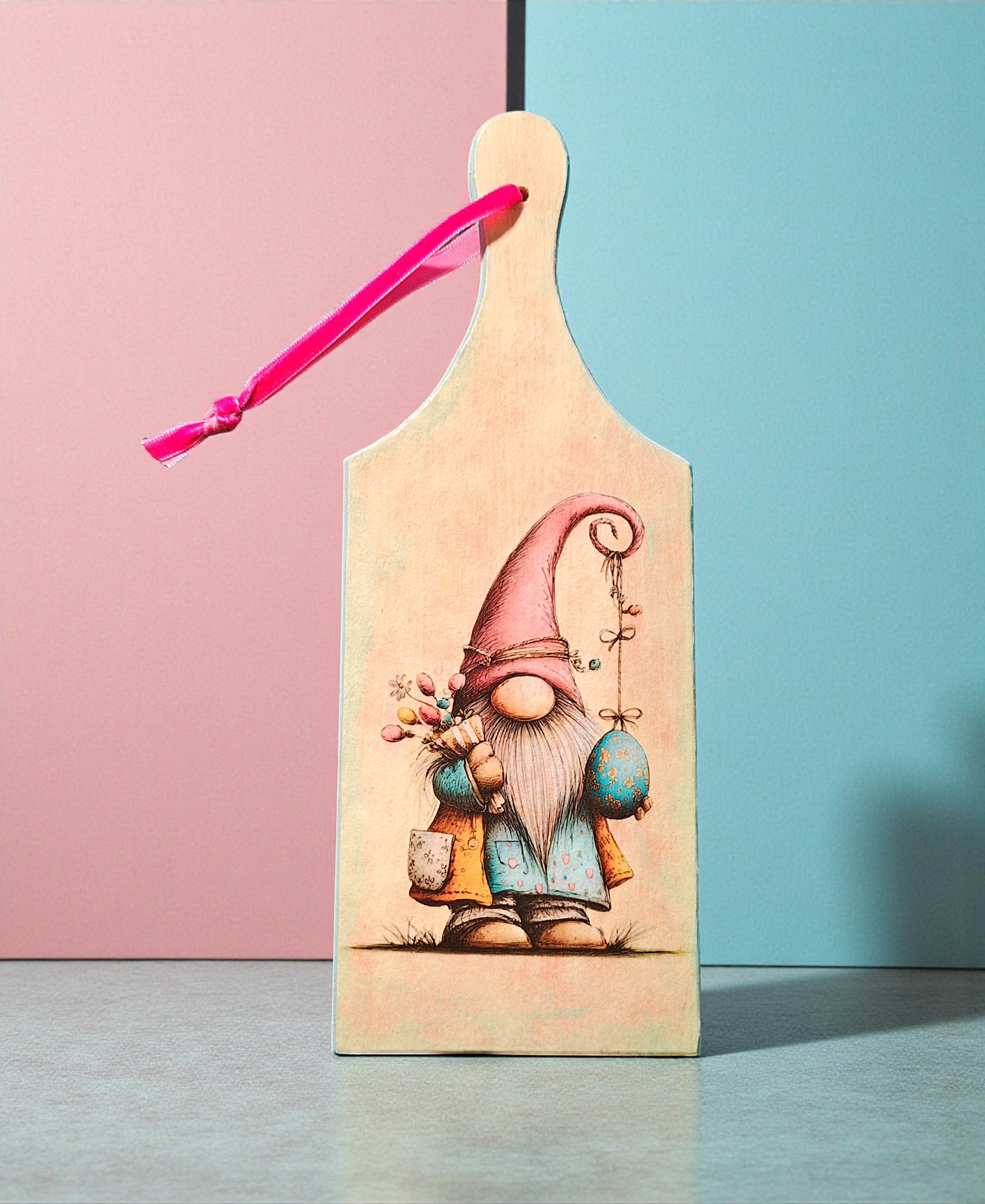 Wooden Easter Garden Gnome Cutting Board Sign