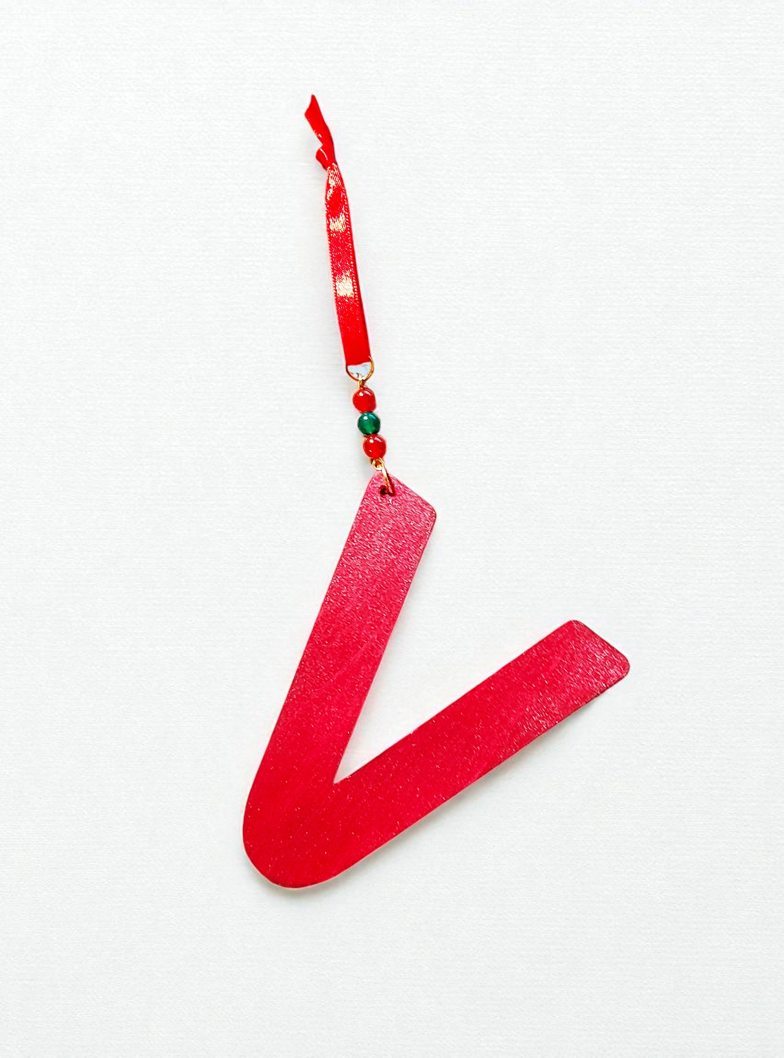 Personalized Wooden Letter Initial V Ornament